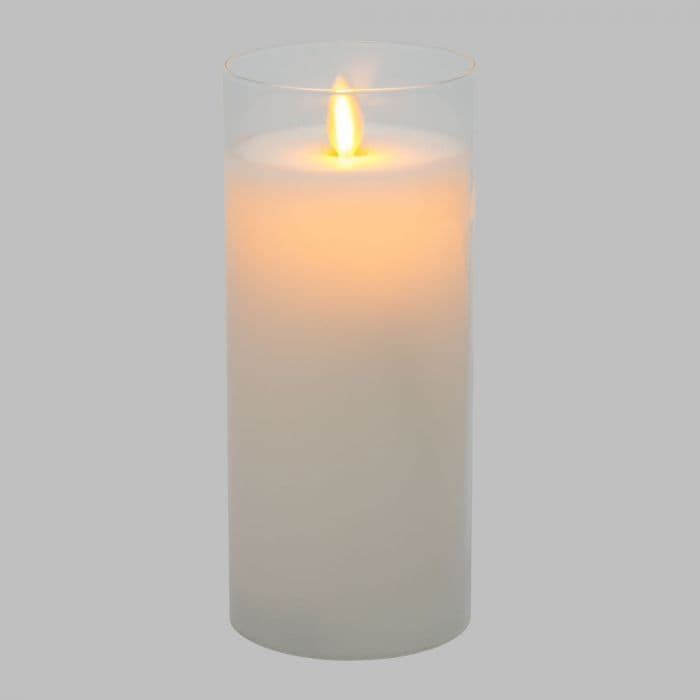 Candela in cera con bicchiere in vetro e luce a led effetto realistico - 3