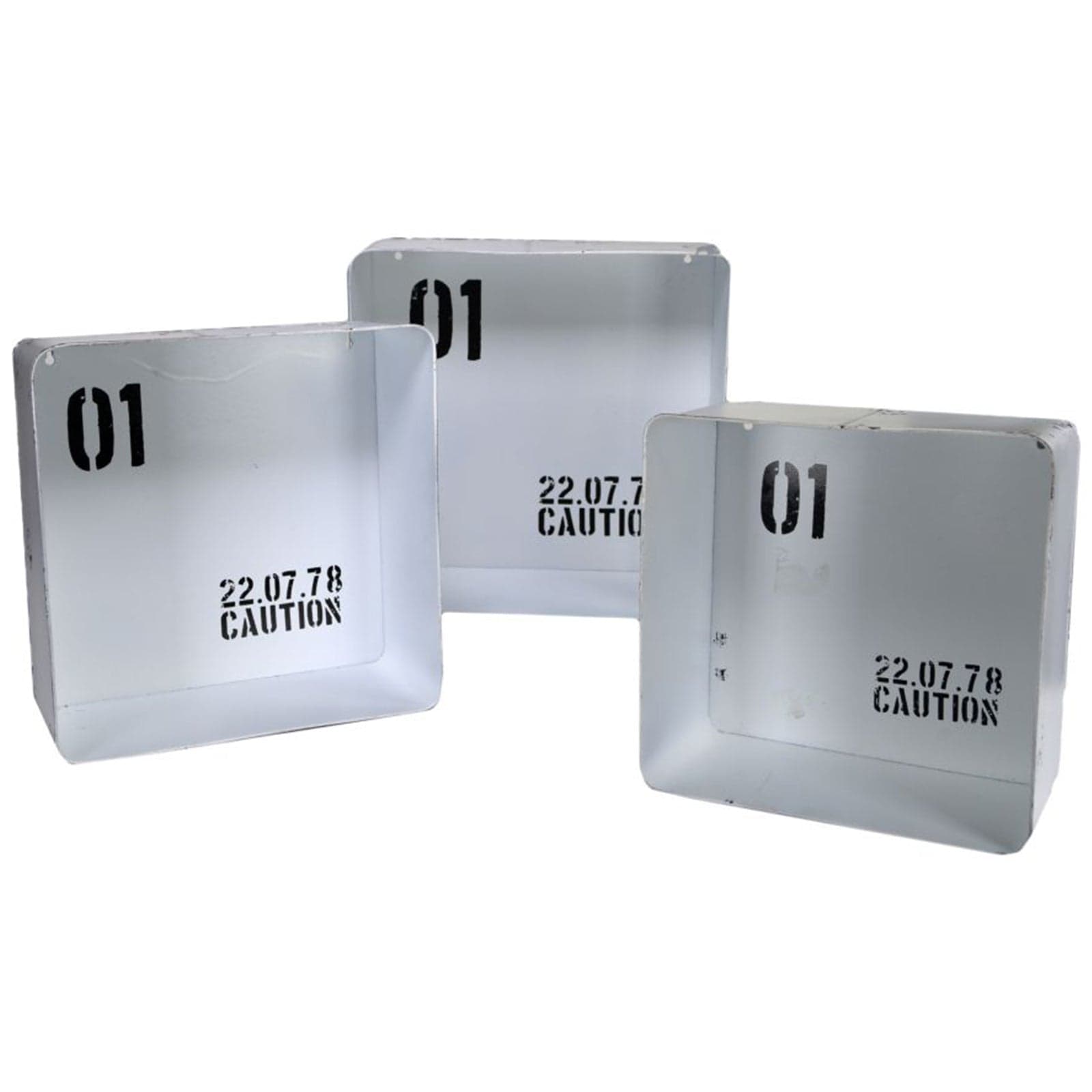 Set 3 cubi, mensole in Metallo "Bristol" da parete design moderno con fissaggio a scomparsa - 1