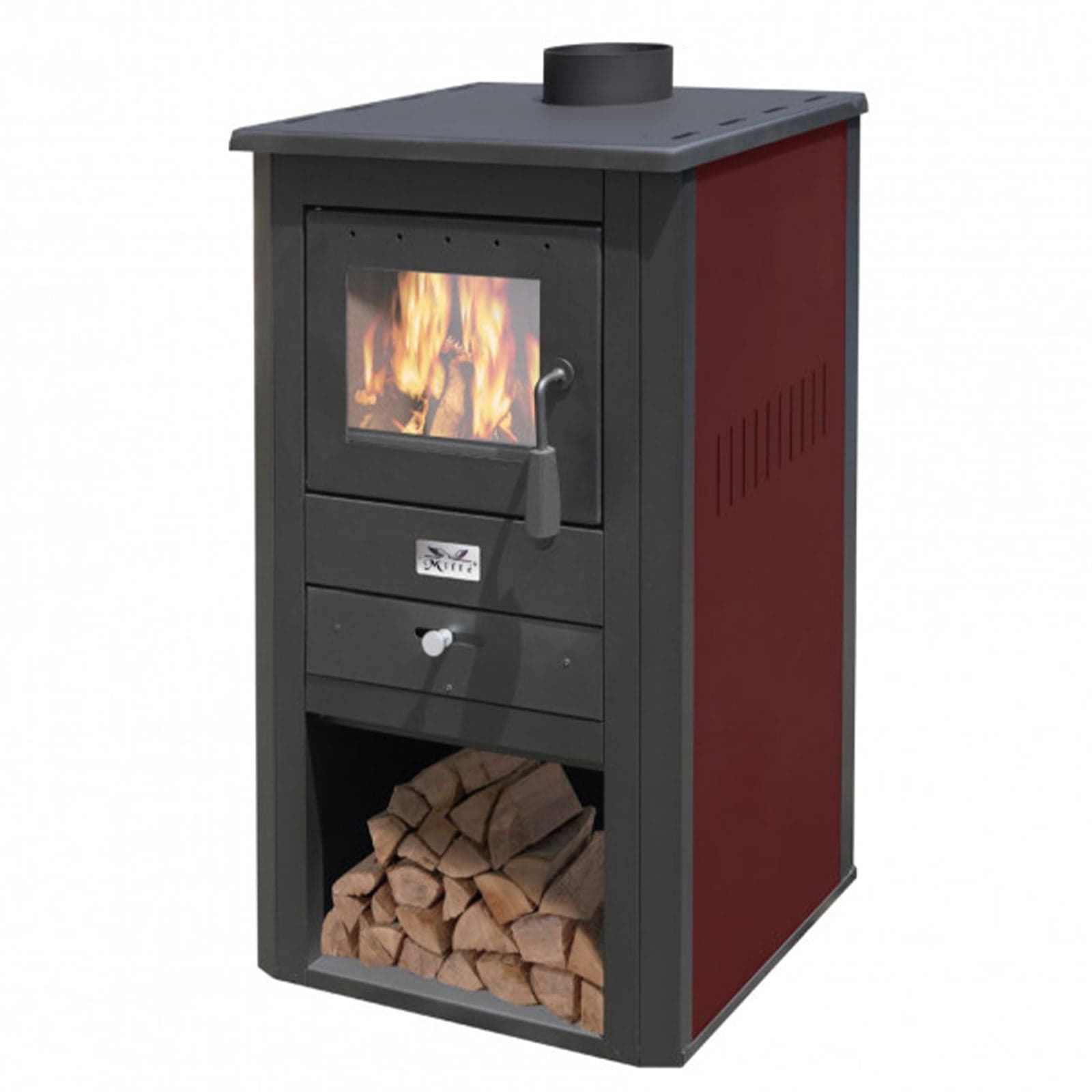 Stufa a legna "Pallade" in acciaio da 10,7 kW con pannelli - 4