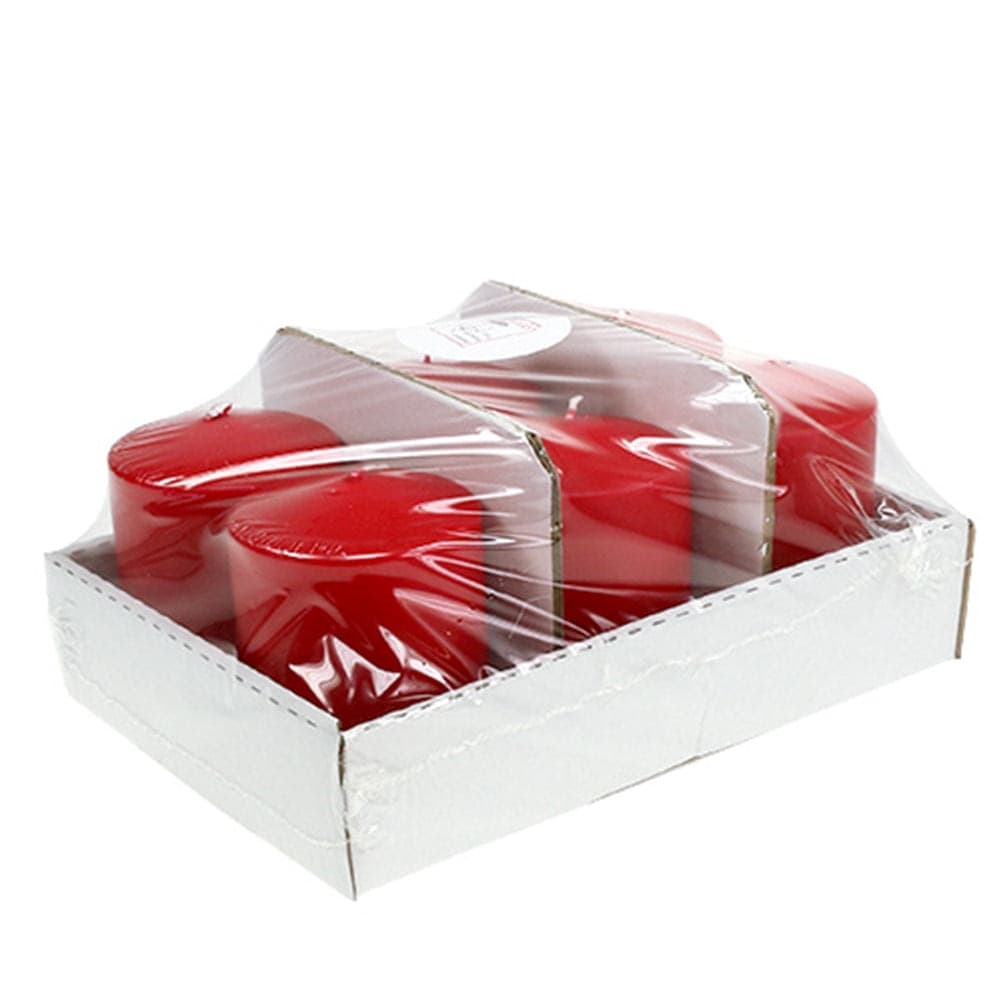 Candela cilindrica a cera colorata rosso h 6 cm decorazione natalizia set da 6 pezzi - 2