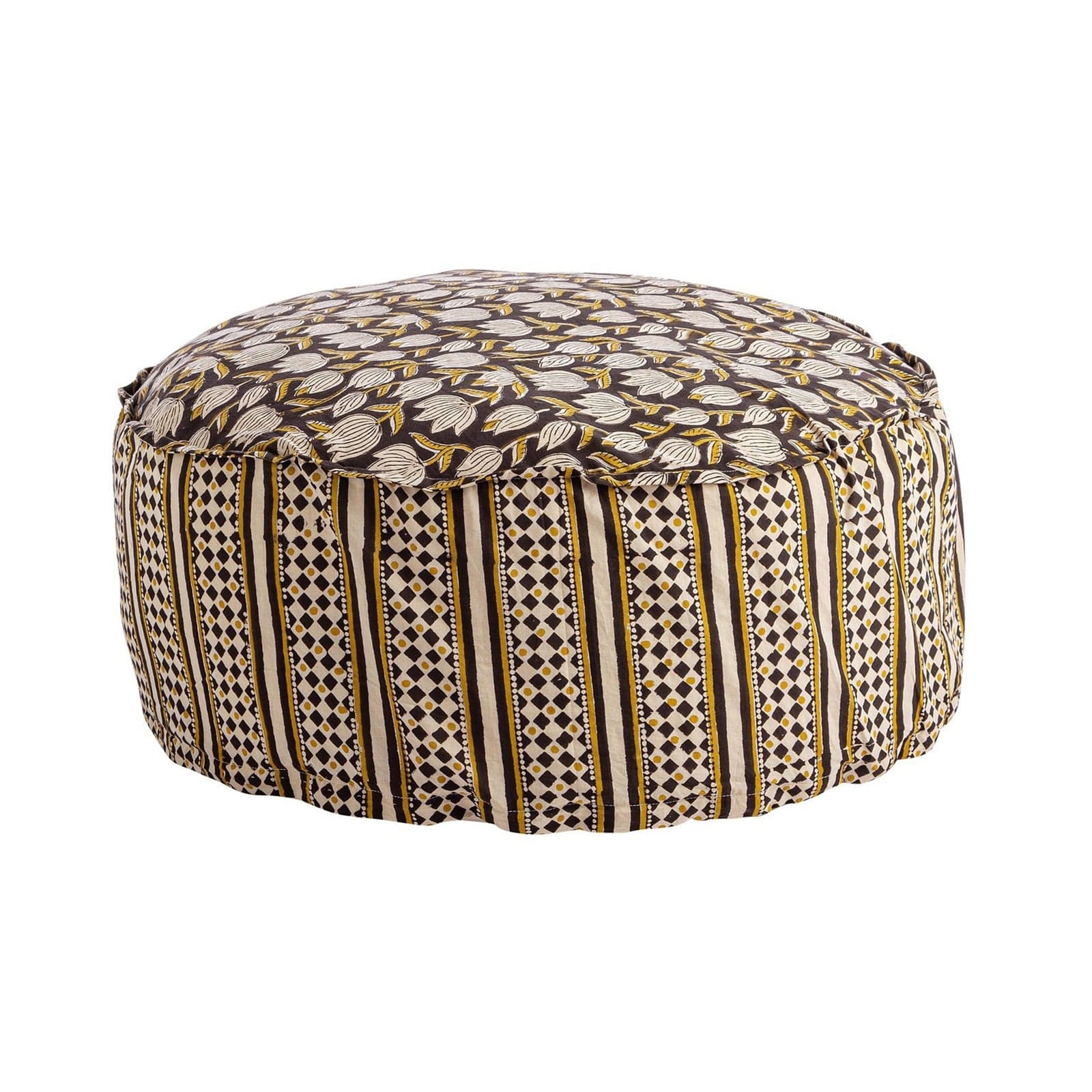 Poltrona Pouf "Calais" per interno, con rivestimento in cotone da Ø65x25h cm