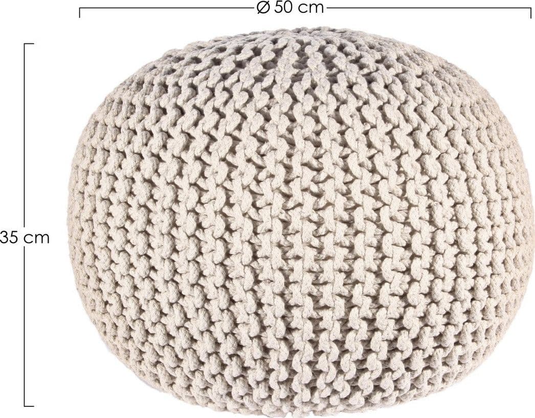 Poltrona Pouf "Intreccio" per interno, con rivestimento in cotone da Ø80x35h cm - 40