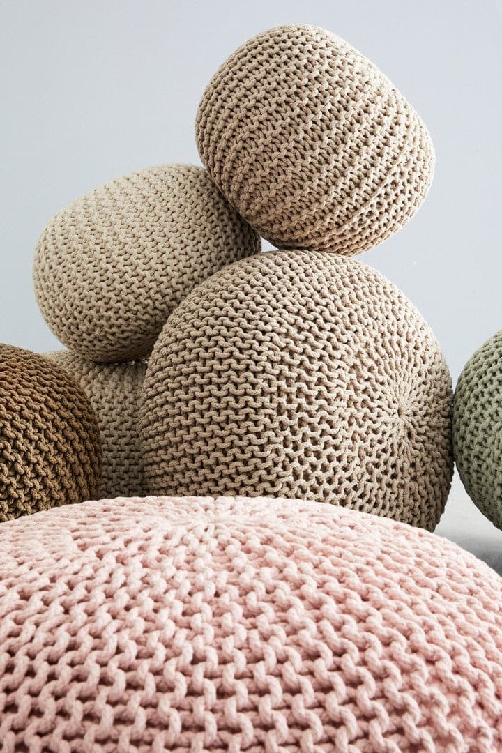 Poltrona Pouf "Intreccio" per interno, con rivestimento in cotone da Ø80x35h cm - 41