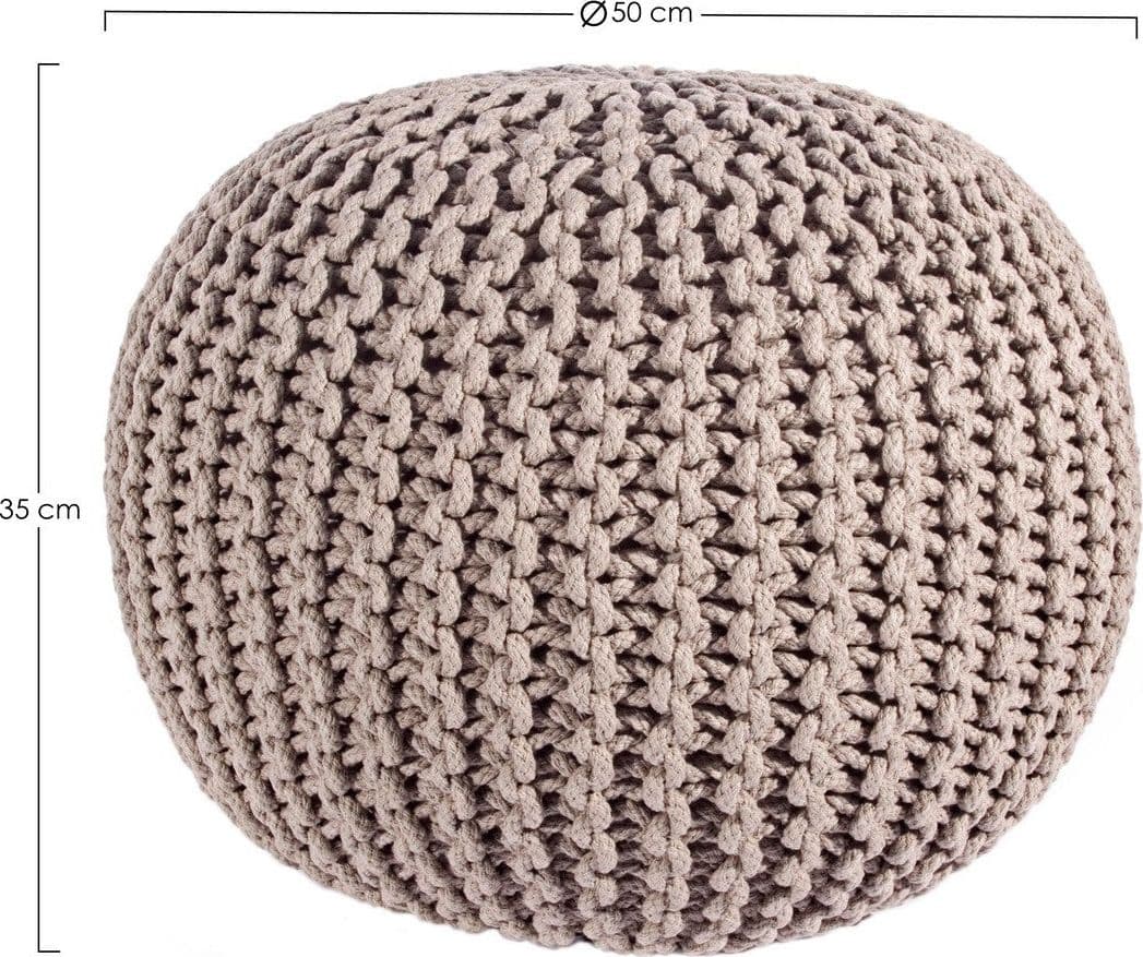 Poltrona Pouf "Intreccio" per interno, con rivestimento in cotone da Ø80x35h cm - 44