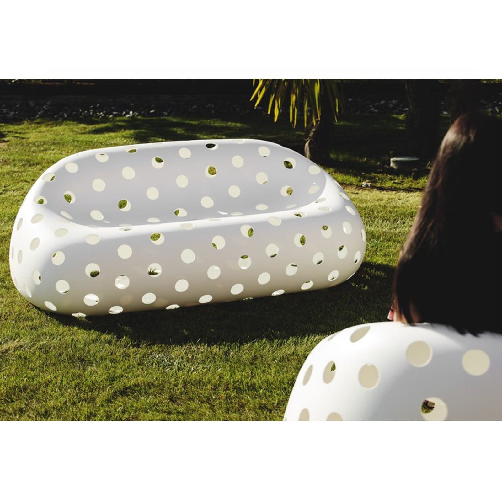 Salottino in polietilene moderno con luci "Airball" per giardino e veranda "Made in Italy" - 12