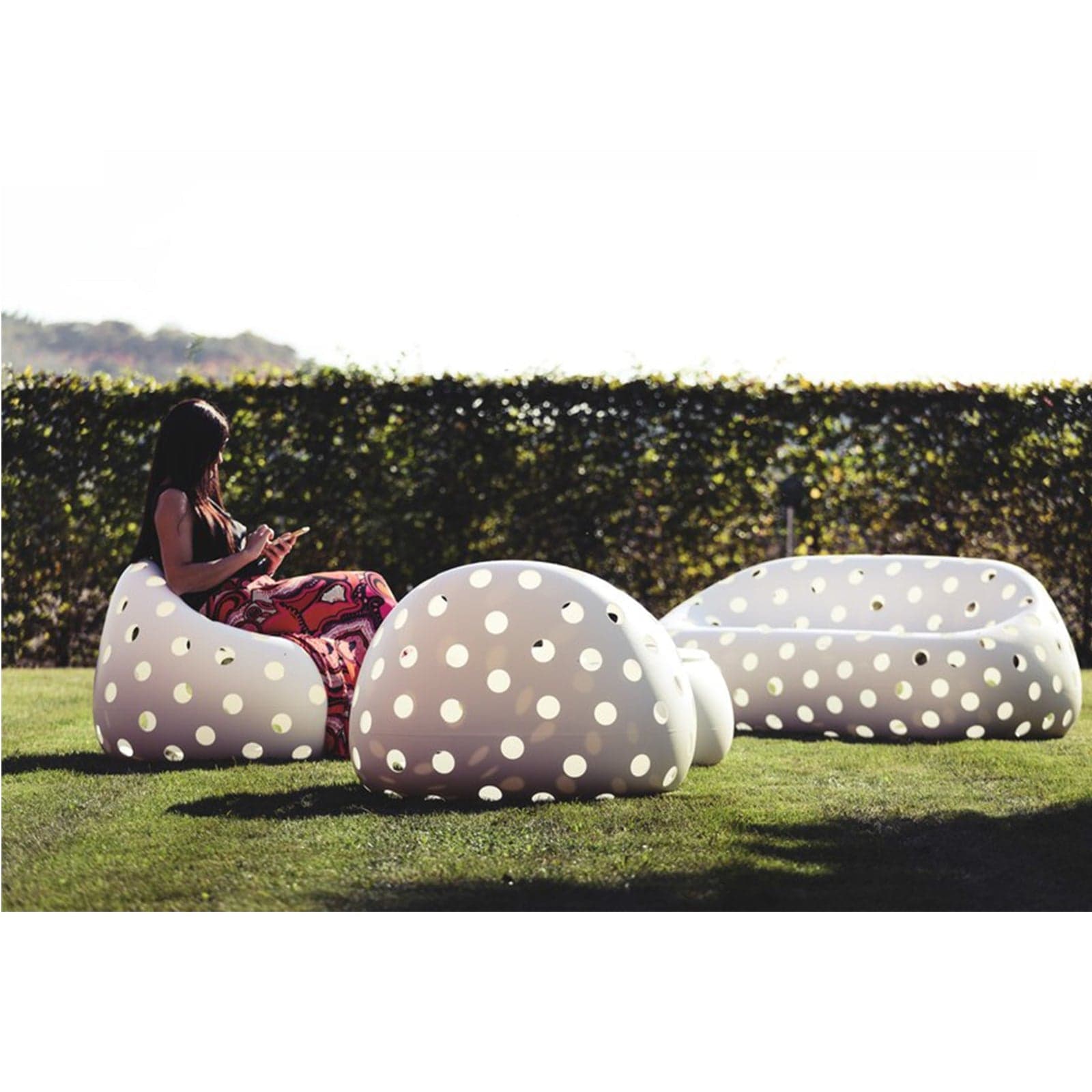 Salottino in polietilene moderno con luci "Airball" per giardino e veranda "Made in Italy" - 2