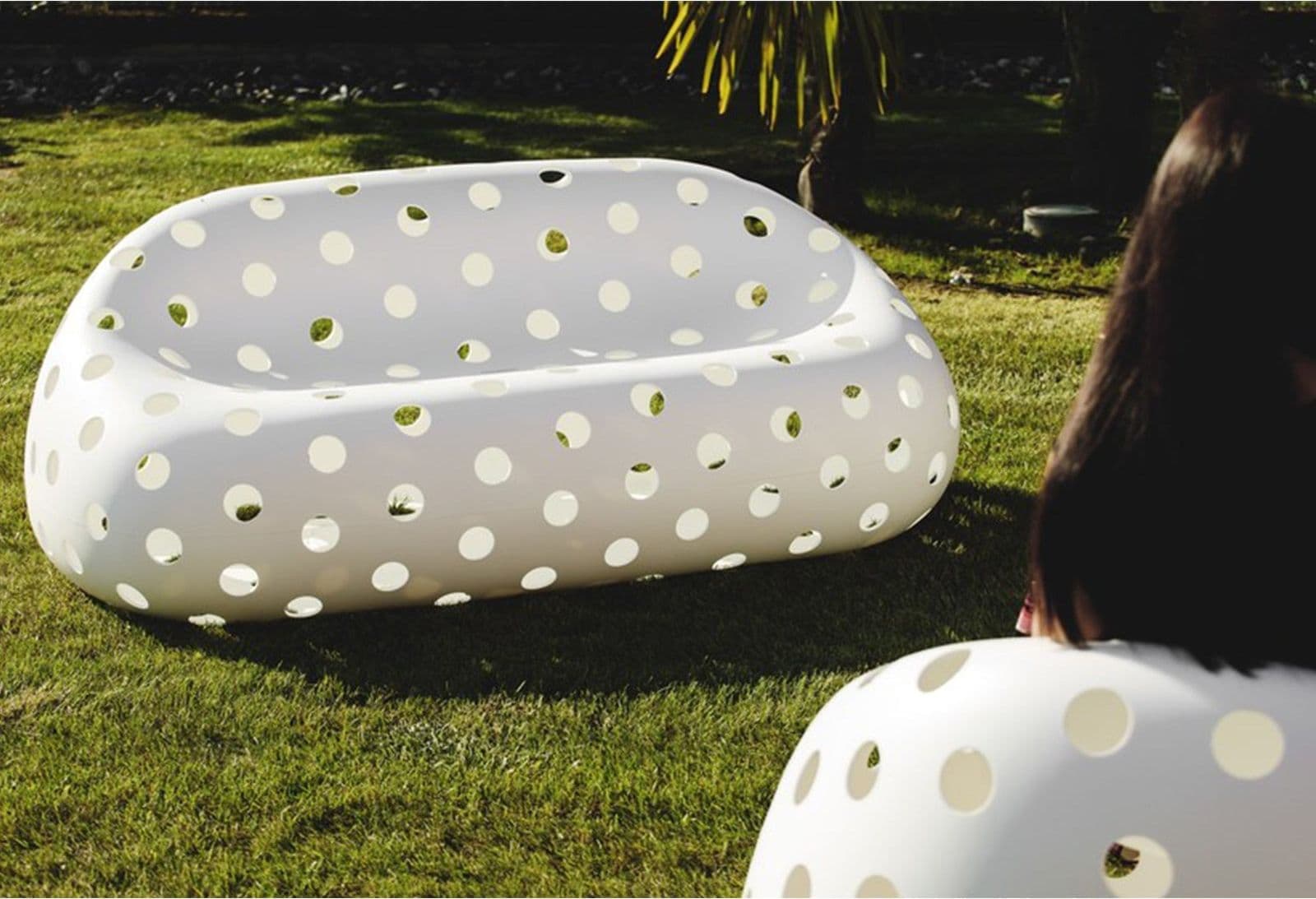 Salottino in polietilene moderno con luci "Airball" per giardino e veranda "Made in Italy" - 3
