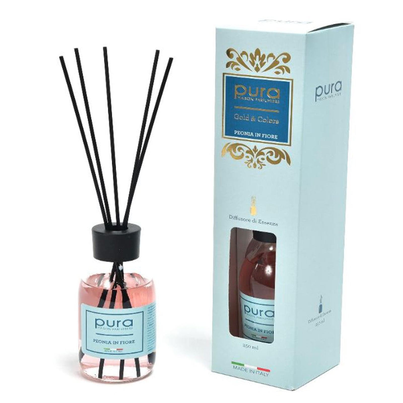 Diffusore di essenza "Linea gold" con bacchetti in cotone profumatore per ambienti da 250 ml - 11