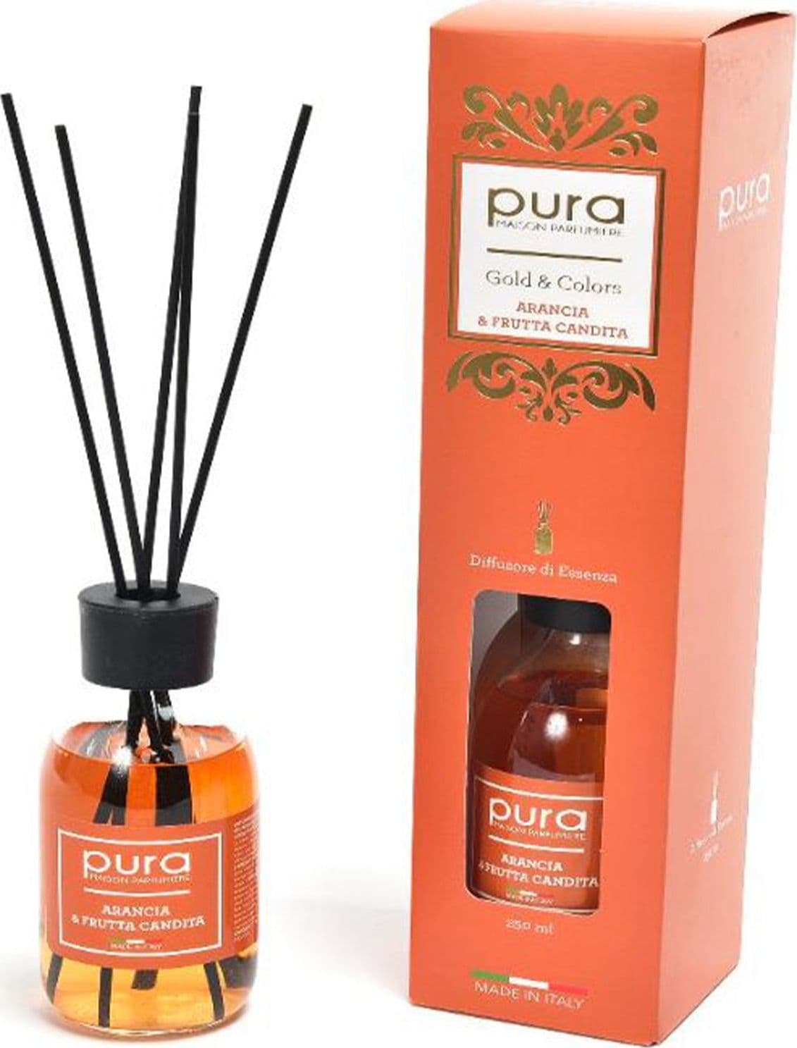 Diffusore di essenza "Linea gold" con bacchetti in cotone profumatore per ambienti da 250 ml - 2