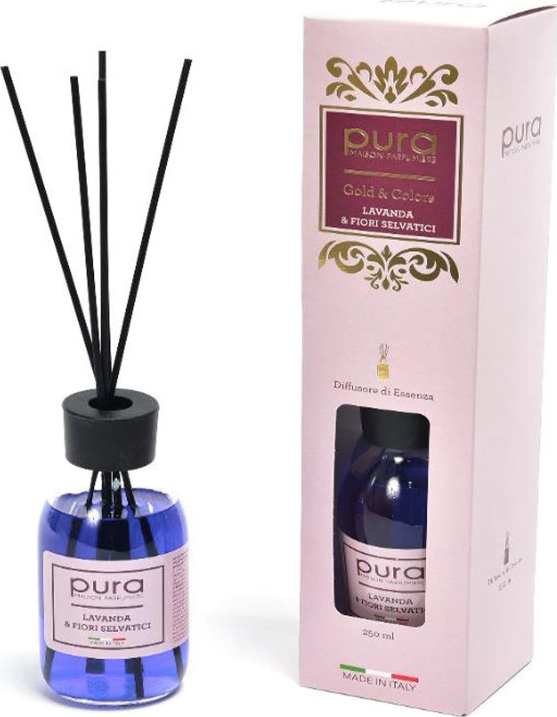 Diffusore di essenza "Linea gold" con bacchetti in cotone profumatore per ambienti da 250 ml - 3