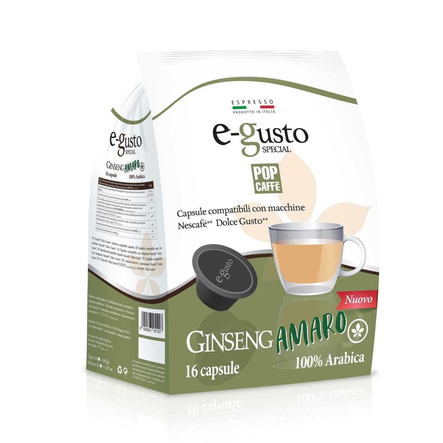 Pop Caffe Capsule Dolce Gusto e-Gusto Ginseng Amaro 16pz