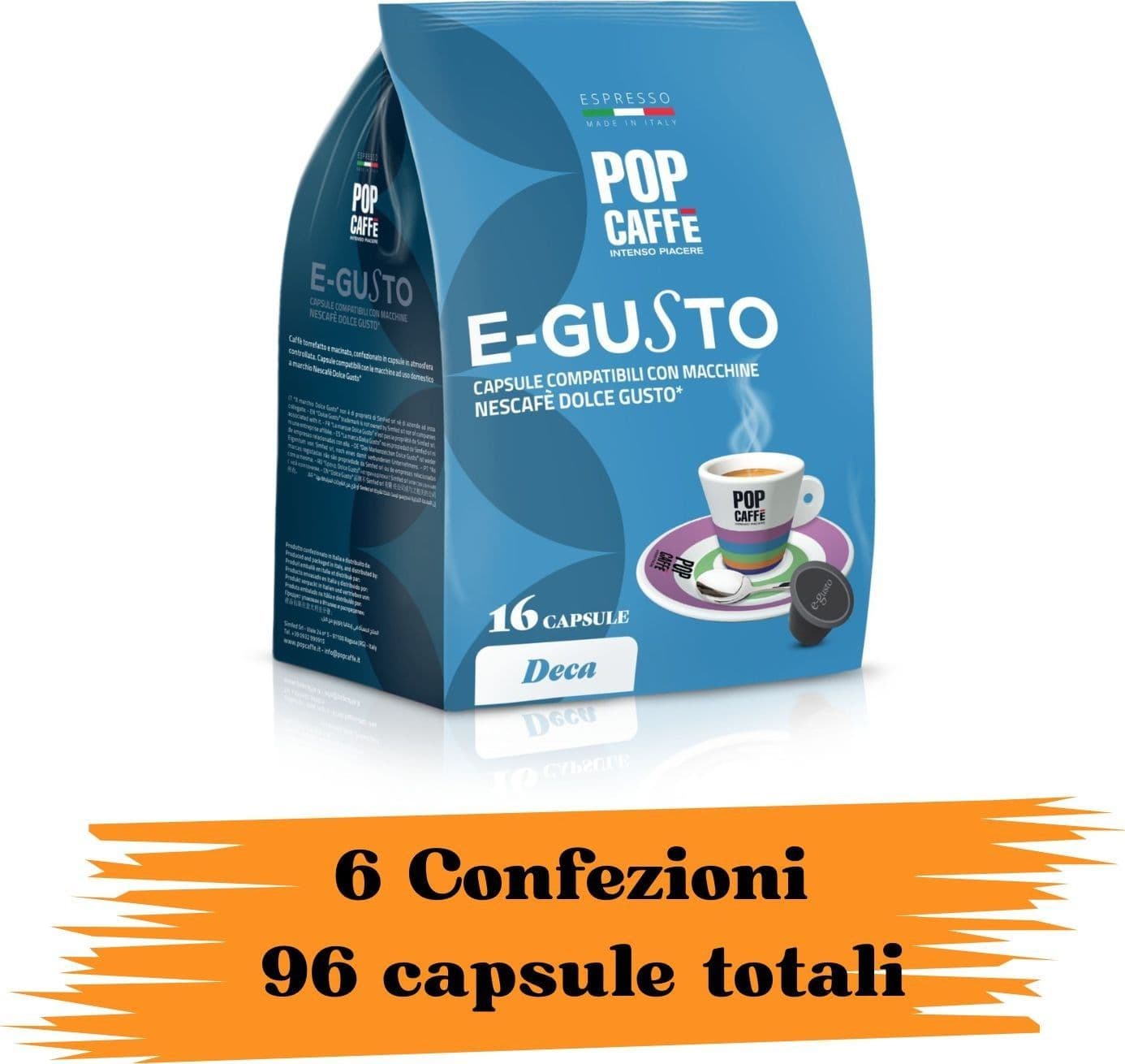 Pop Caffe Capsule Dolce Gusto Dek 6Cnf/16pz 96pz