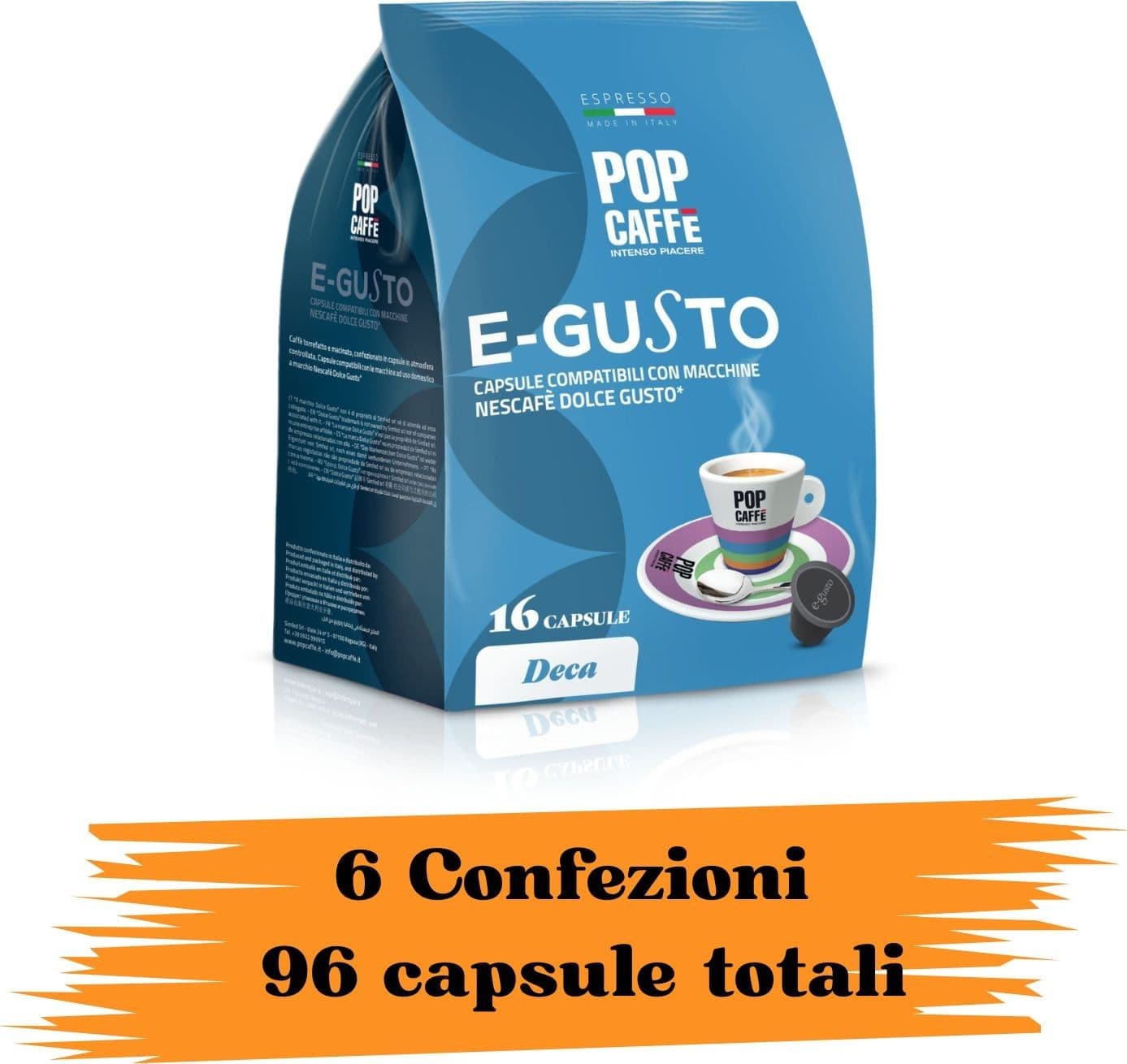 Pop Caffe Capsule Dolce Gusto Dek 6Cnf/16pz 96pz