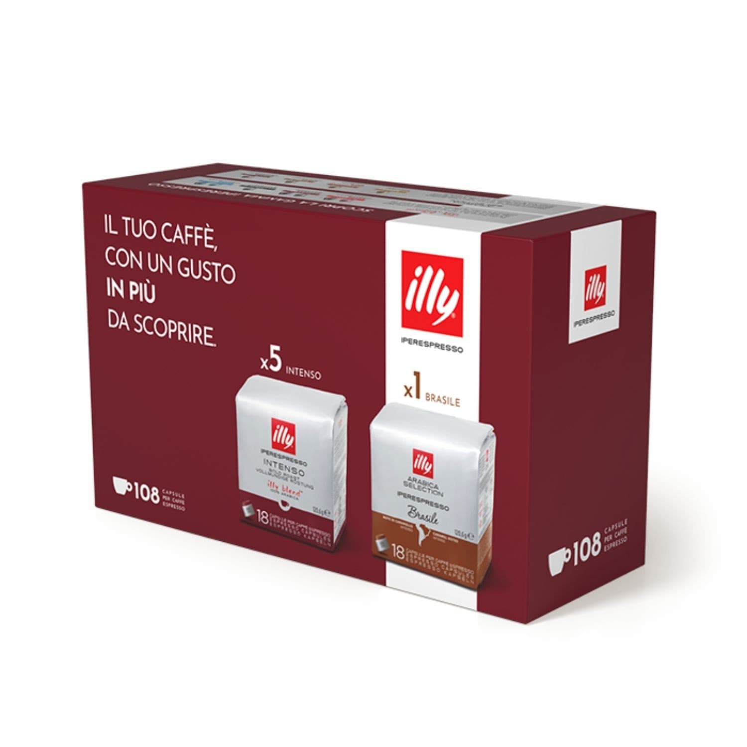 illy Caffe' Capsule Iperespresso Intenso+Brasile 108pz (90+18) - 2