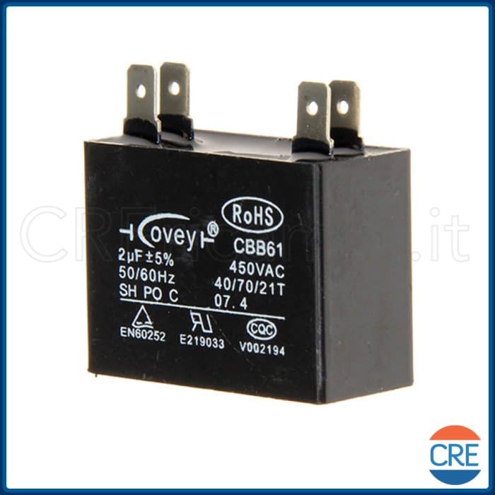 Condensatore 2uF per Condizionatore DeLonghi AG75, PACA100, PACC100, PACWE125 - 2
