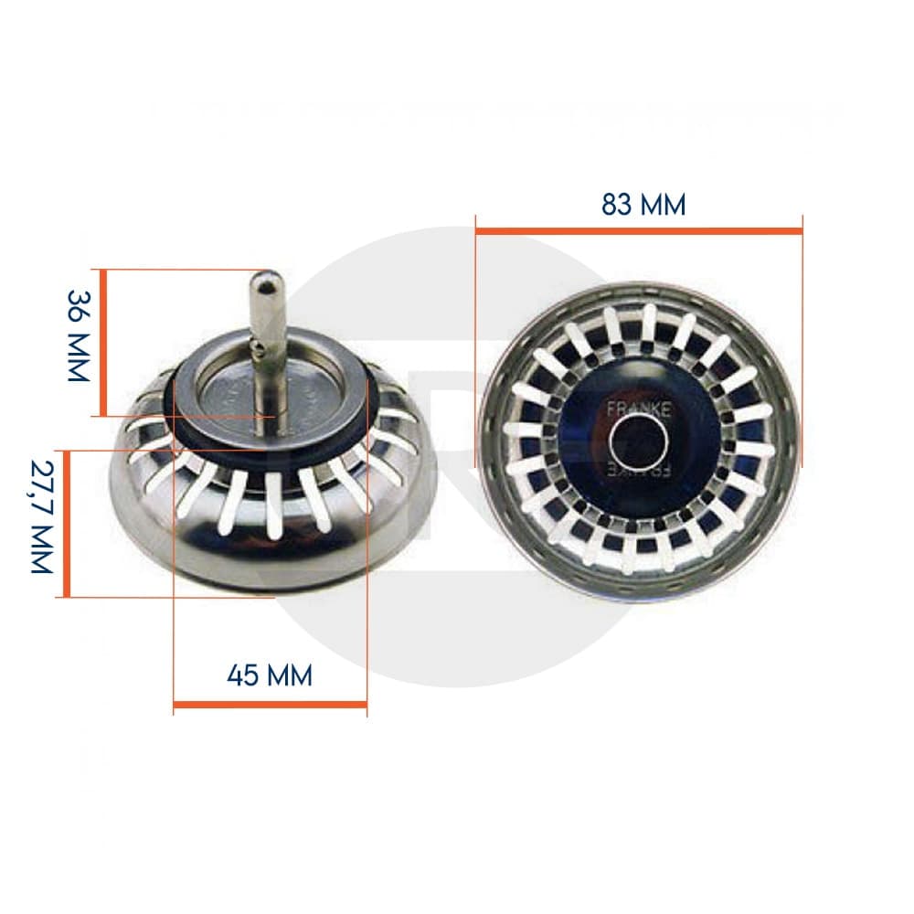 Cestello Filtro, Tipo Alto, Diametro 83 mm per Lavello Franke