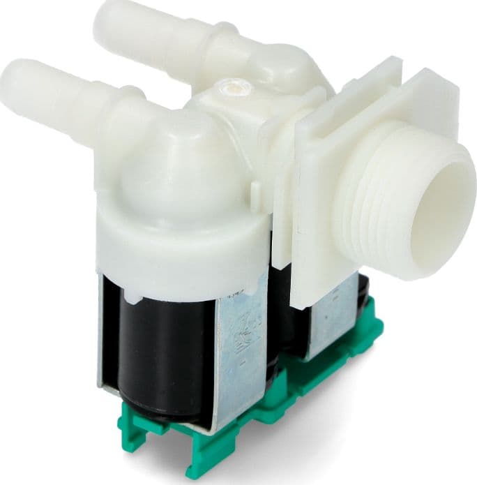 Elettrovalvola Doppia 2 Vie 180° Uscita 12mm per Lavatrice Bosch Siemens - 2