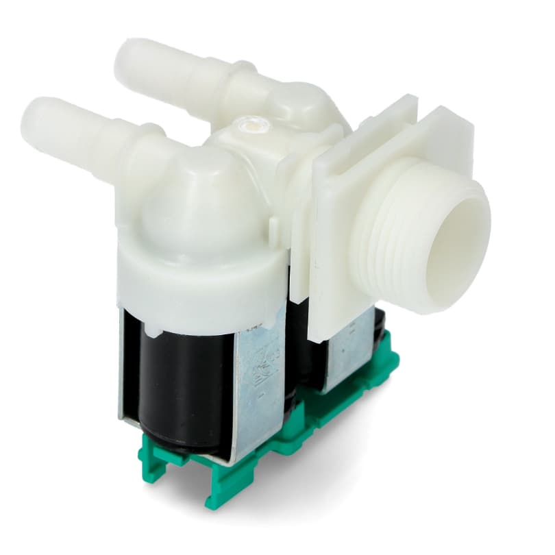 Elettrovalvola Doppia 2 Vie 180° Uscita 12mm per Lavatrice Bosch Siemens - 2