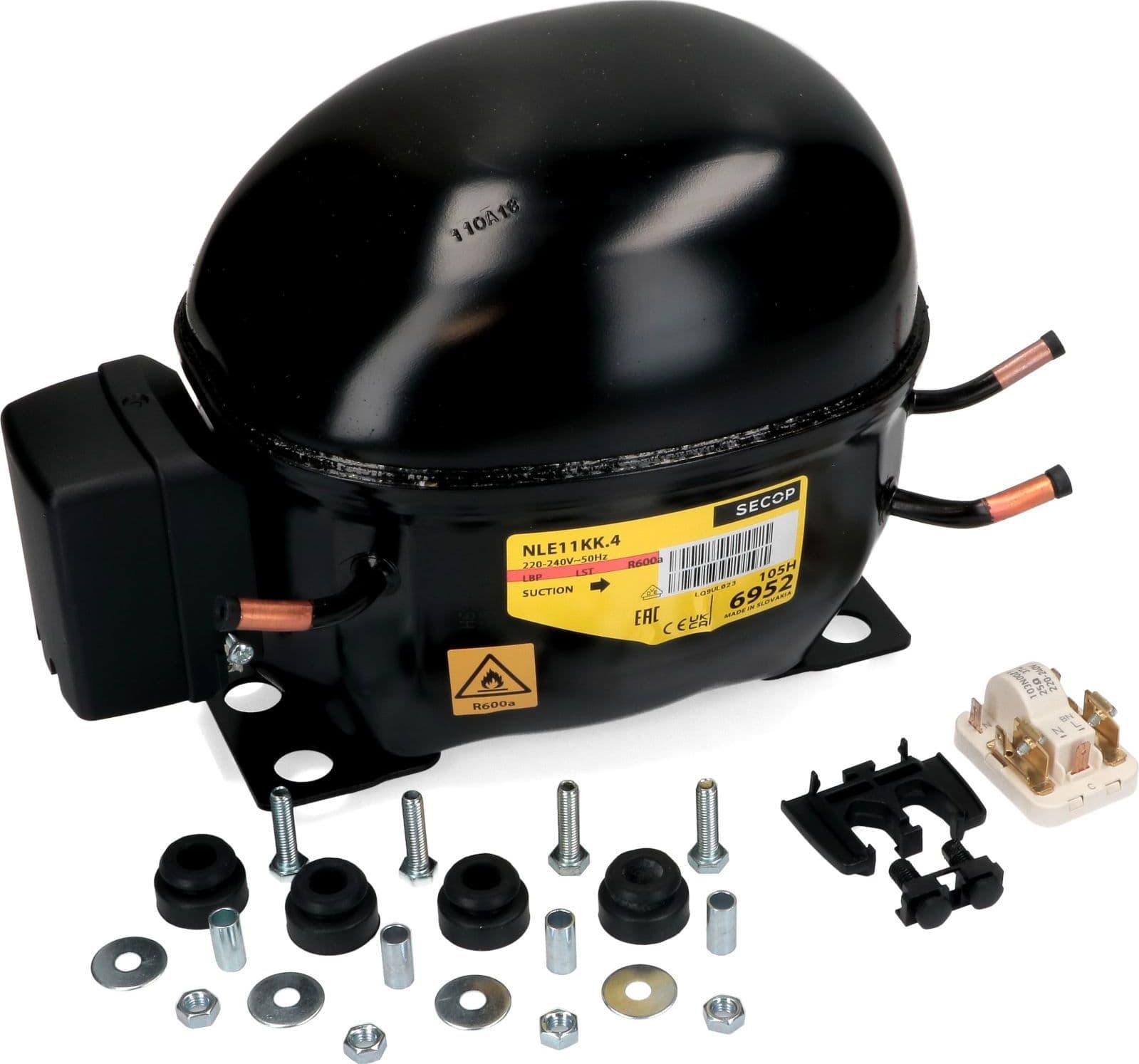 Compressore frigorifero   gas r600a lbp 1/5 hp 11,15 cm3 secop nle11kk.4 - 3