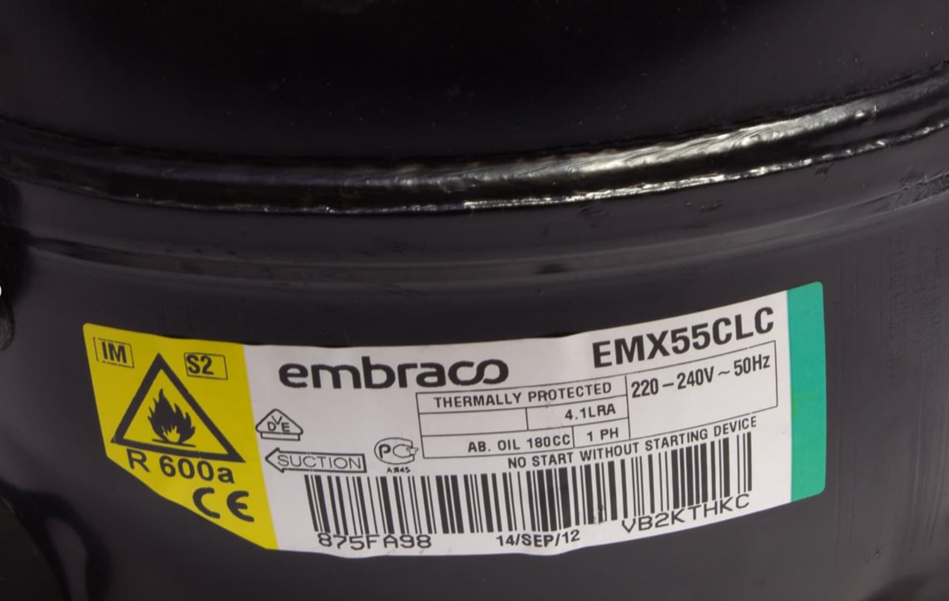 compressore frigorifero / congelatore  embraco emx55clc r600a lbp 9,04cc - 2