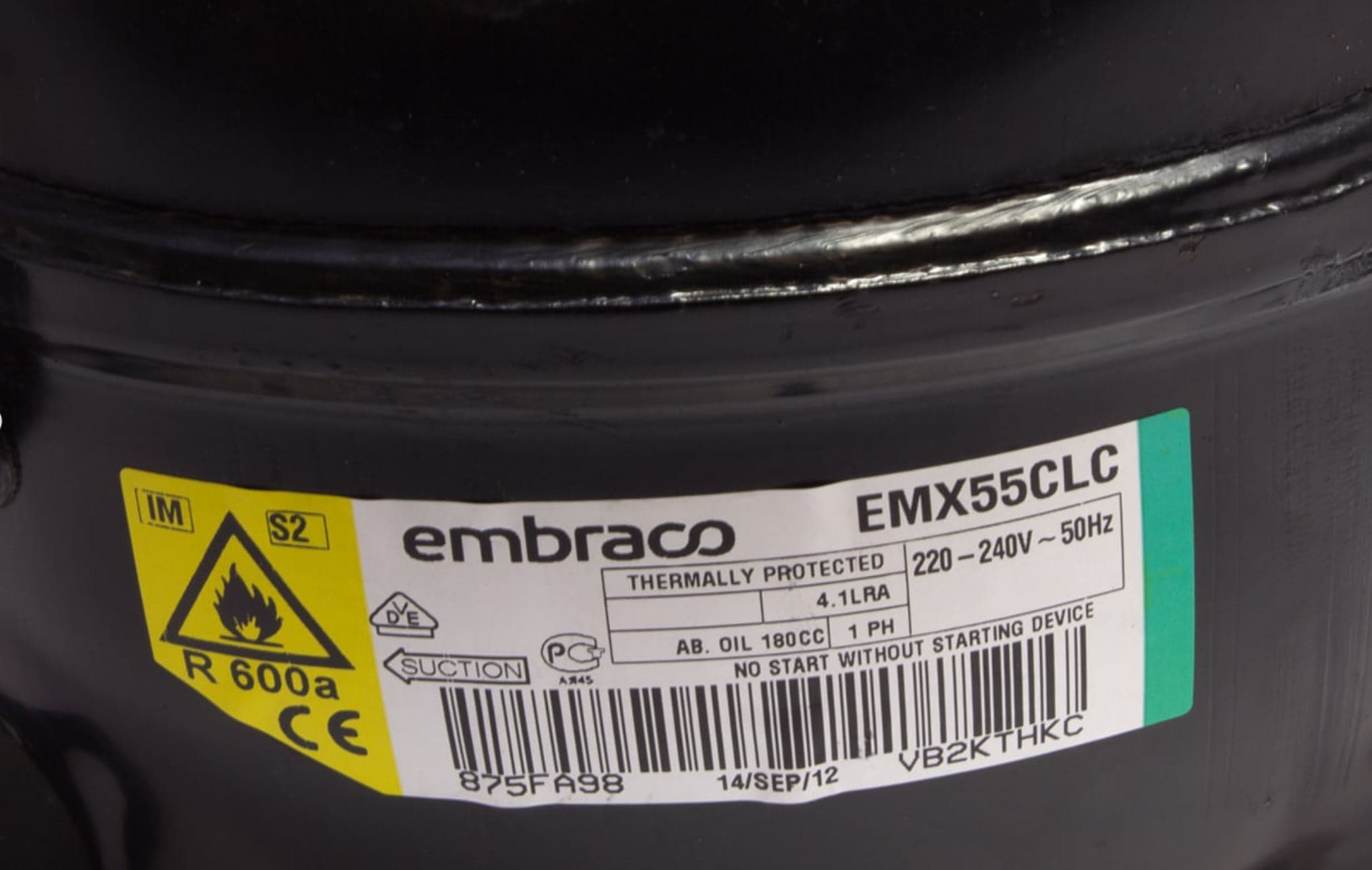 compressore frigorifero / congelatore  embraco emx55clc r600a lbp 9,04cc - 2