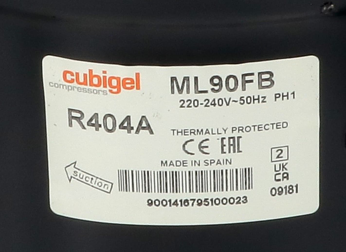 Compressore frigorifero /    cubigel ml90fb - gas r404 - a/r507 lbp 8,86cc - 2
