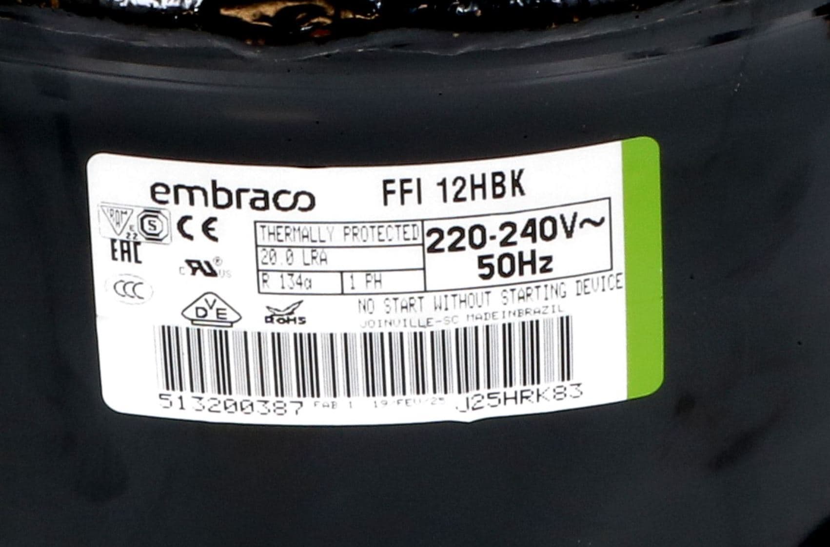Compressore frigorifero / congelatore embraco ffi12hbk  gas - r134a --  hmbp - 2