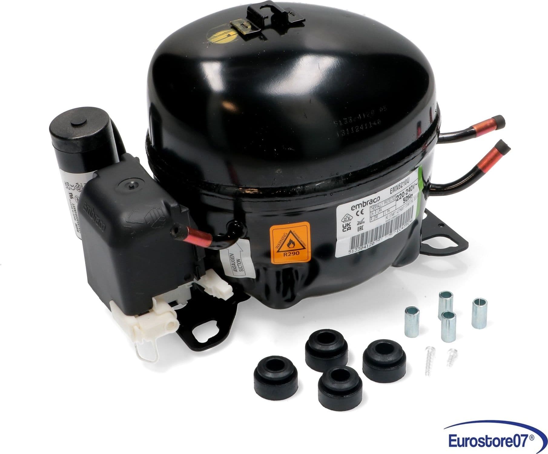 Compressore frigorifero / congelatore / embraco emx6210u - gas r290 - mbp 9,00cc