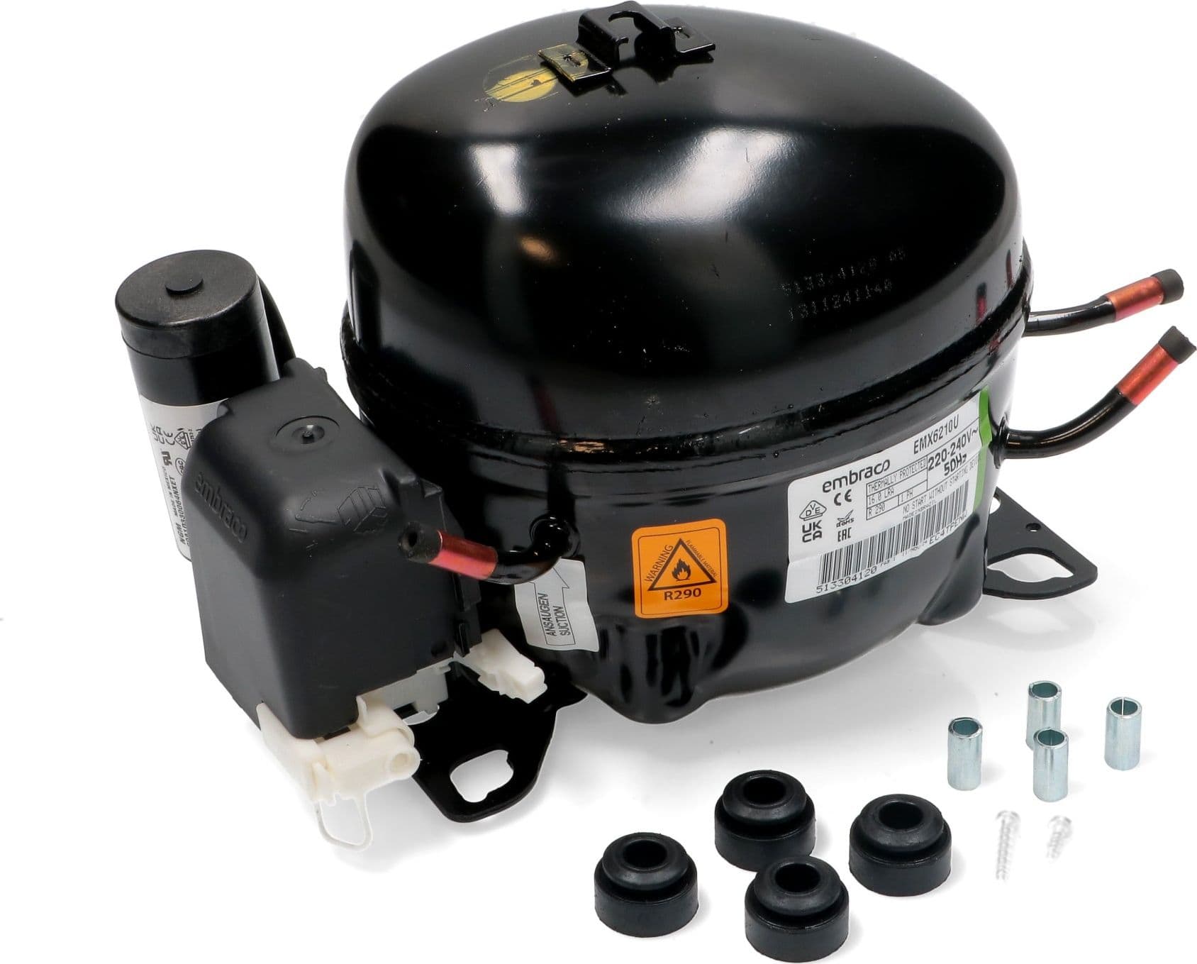 Compressore frigorifero / congelatore / embraco emx6210u - gas r290 - mbp 9,00cc - 4