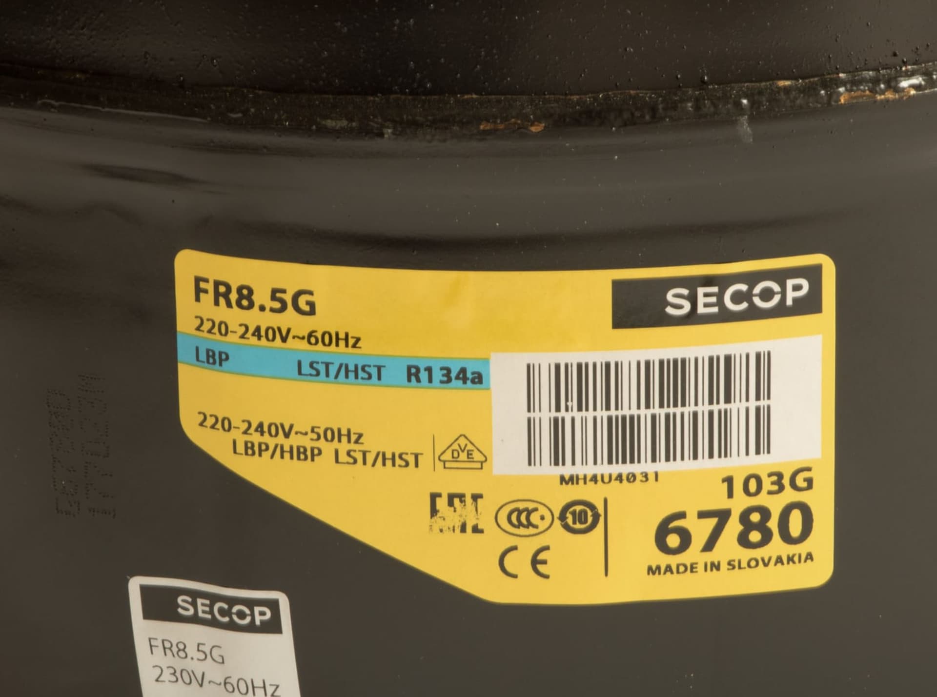 Compressore frigorifero / congelatore secop frk8.5g - gas  r134a - lhbp 7,95cc - 2