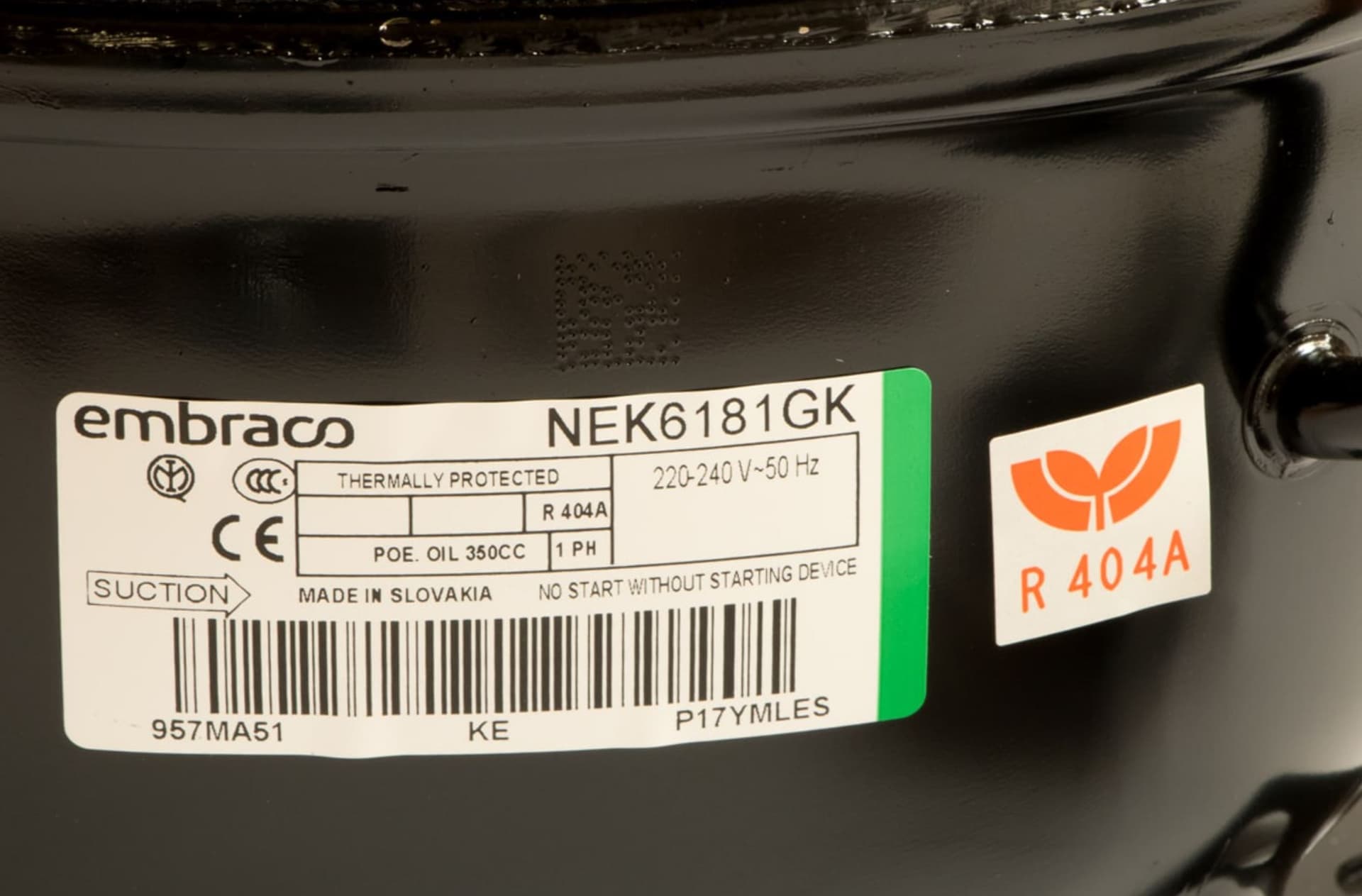 Compressore frigorifero / congela  embraco nek6181gk - gas  r404a - mhbp 7,28cc - 4