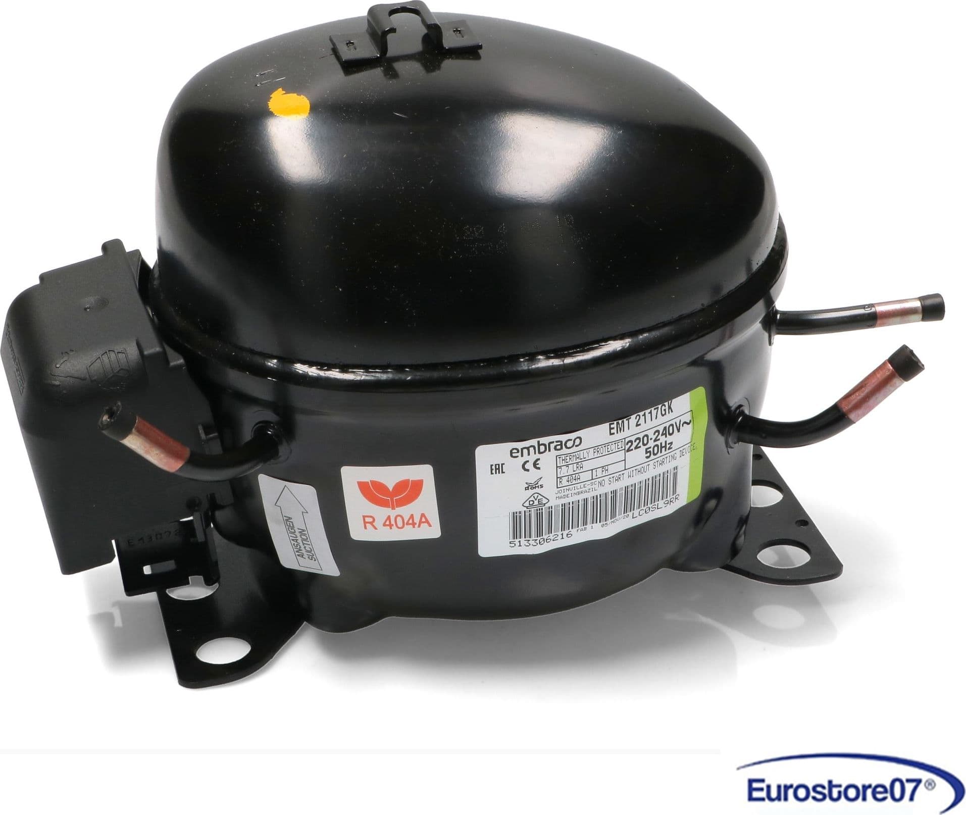 Compressore frigorifero / congelatore embraco emt2117gk - gas  r404a - lbp 4,5cc - 1