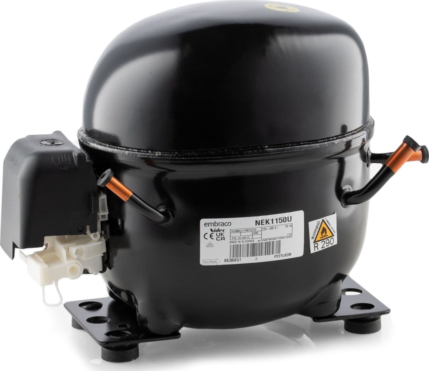 Compressore frigorifero / congelatore embraco nek1150u - gas r290 -  lbp 13,54cc - 2