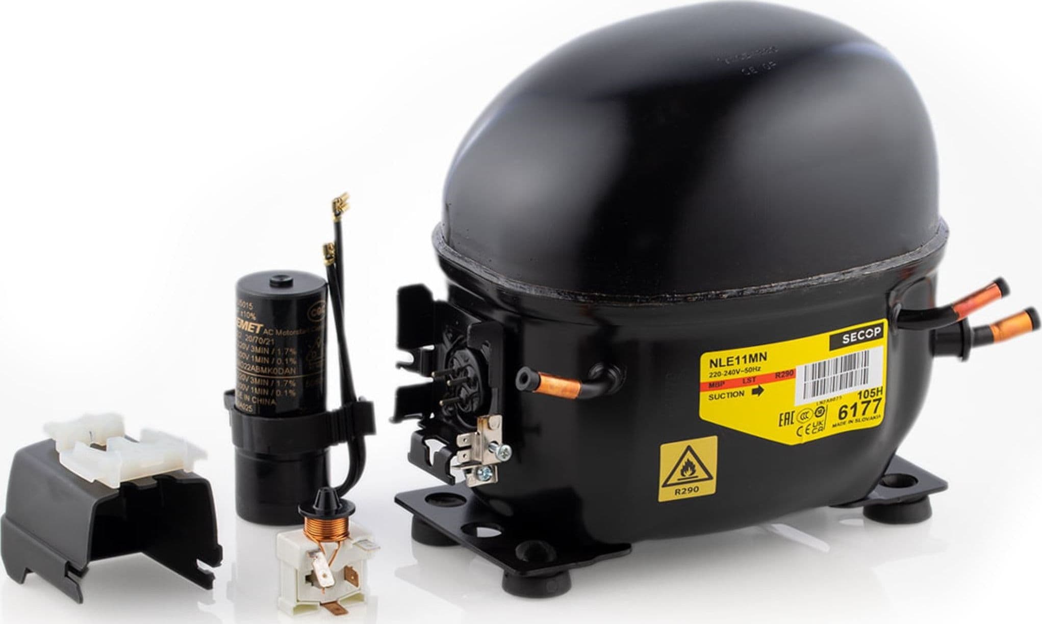 Compressore frigorifero / congelatore secop nle11mn - gas  r290 - mbp 11,15cc - 3
