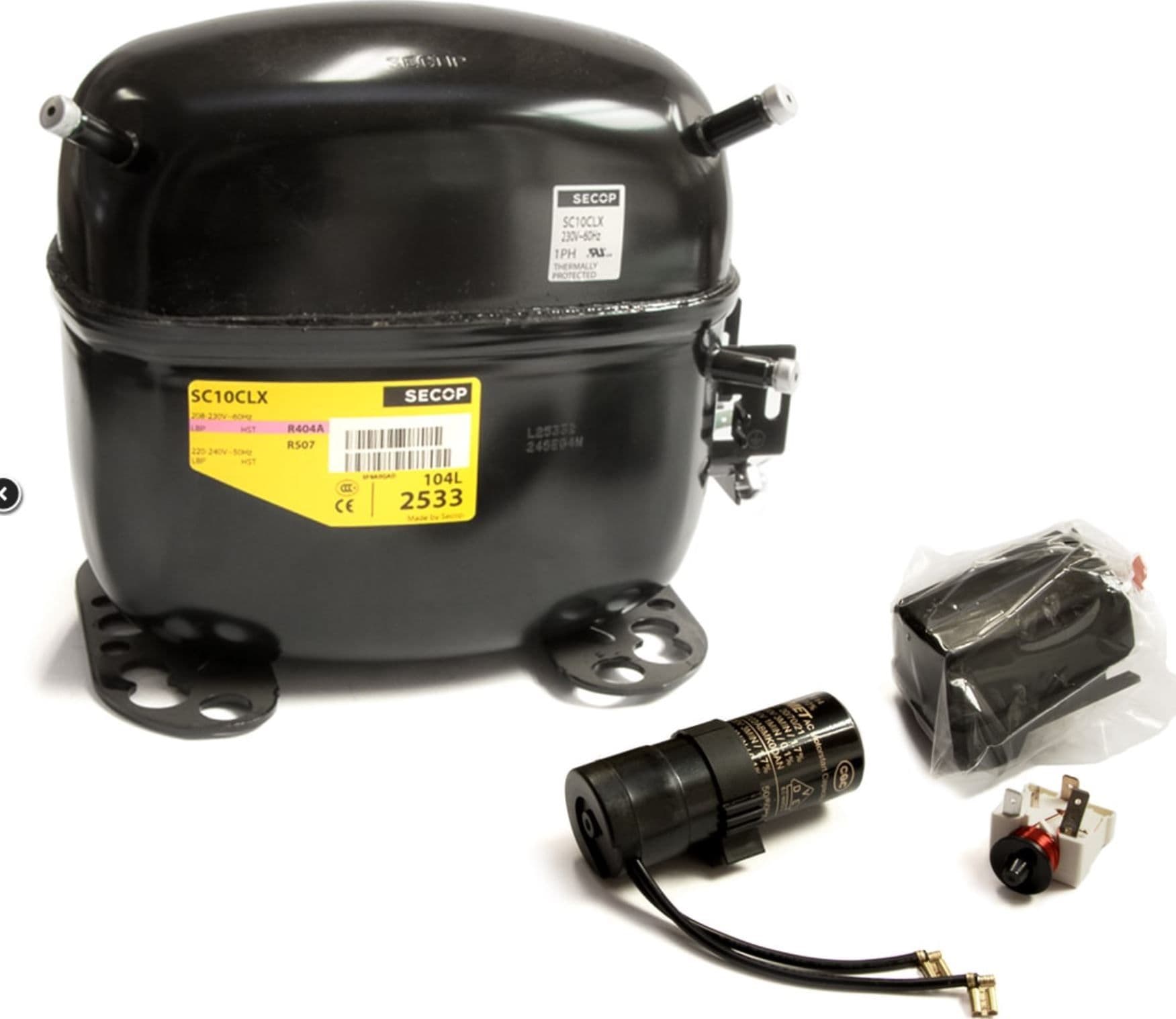 Compressore frigorifero / congelatore  secop sc10clx - gas r404a - /507 lmbp 10,29cc - 4