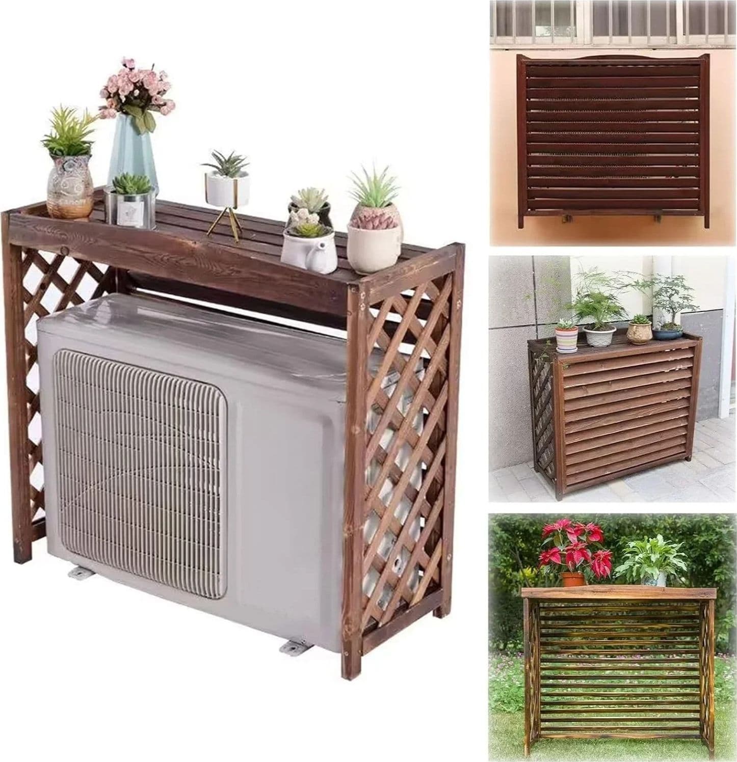 Copertura Condizionatore in Legno XL 94x49x84 cm - Protezione Unità 18-24 BTU - 3