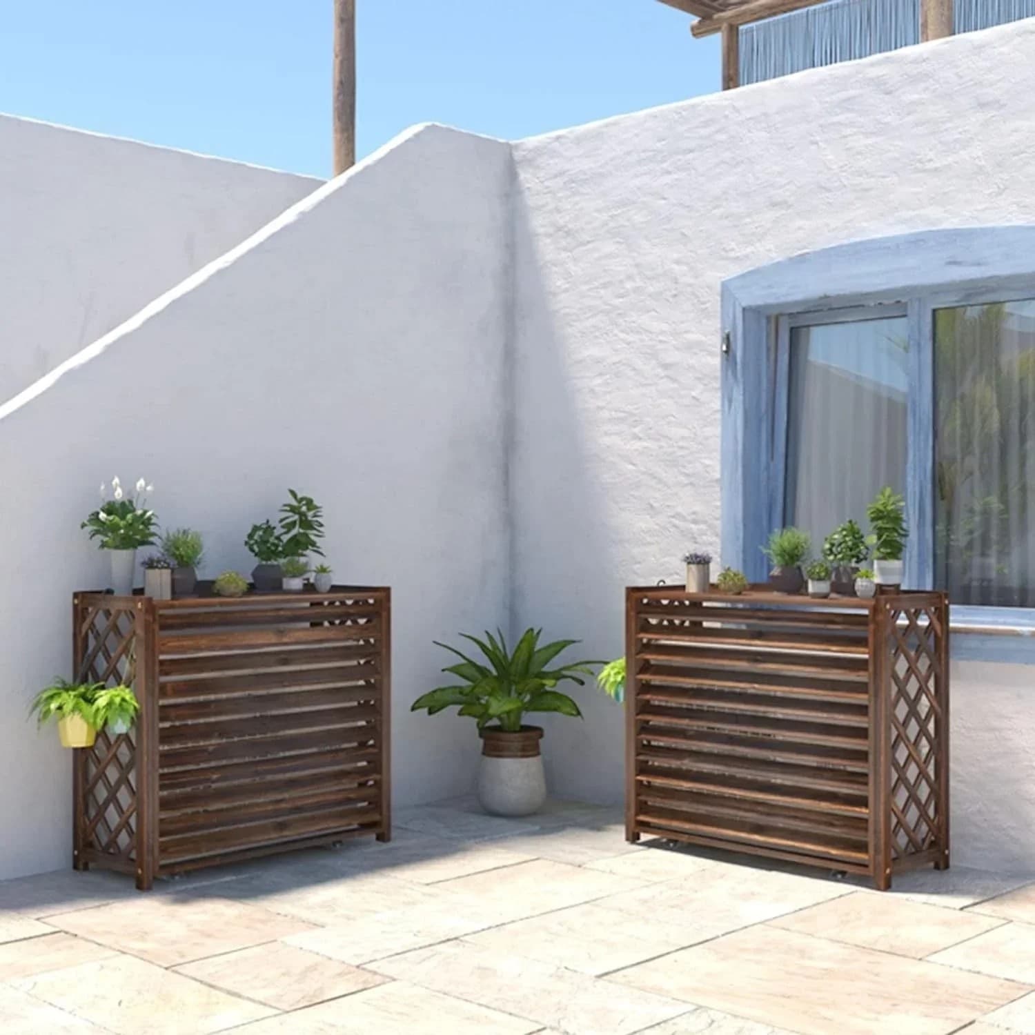 Copertura Condizionatore in Legno per Esterno 80x47x77 cm - Protezione Unità 9-12 BTU - 3