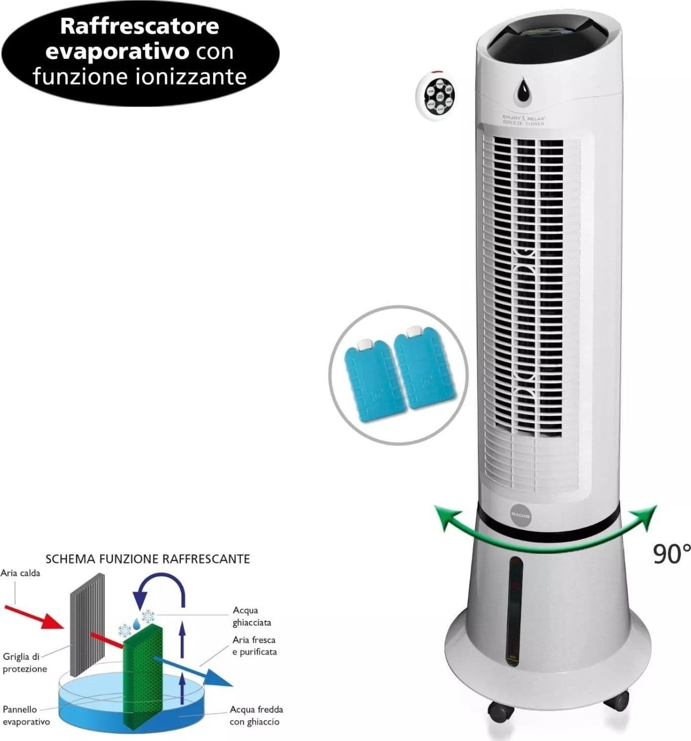 MACOM Enjoy Relax Ventilatore a Torre 45W - Bianco - 2