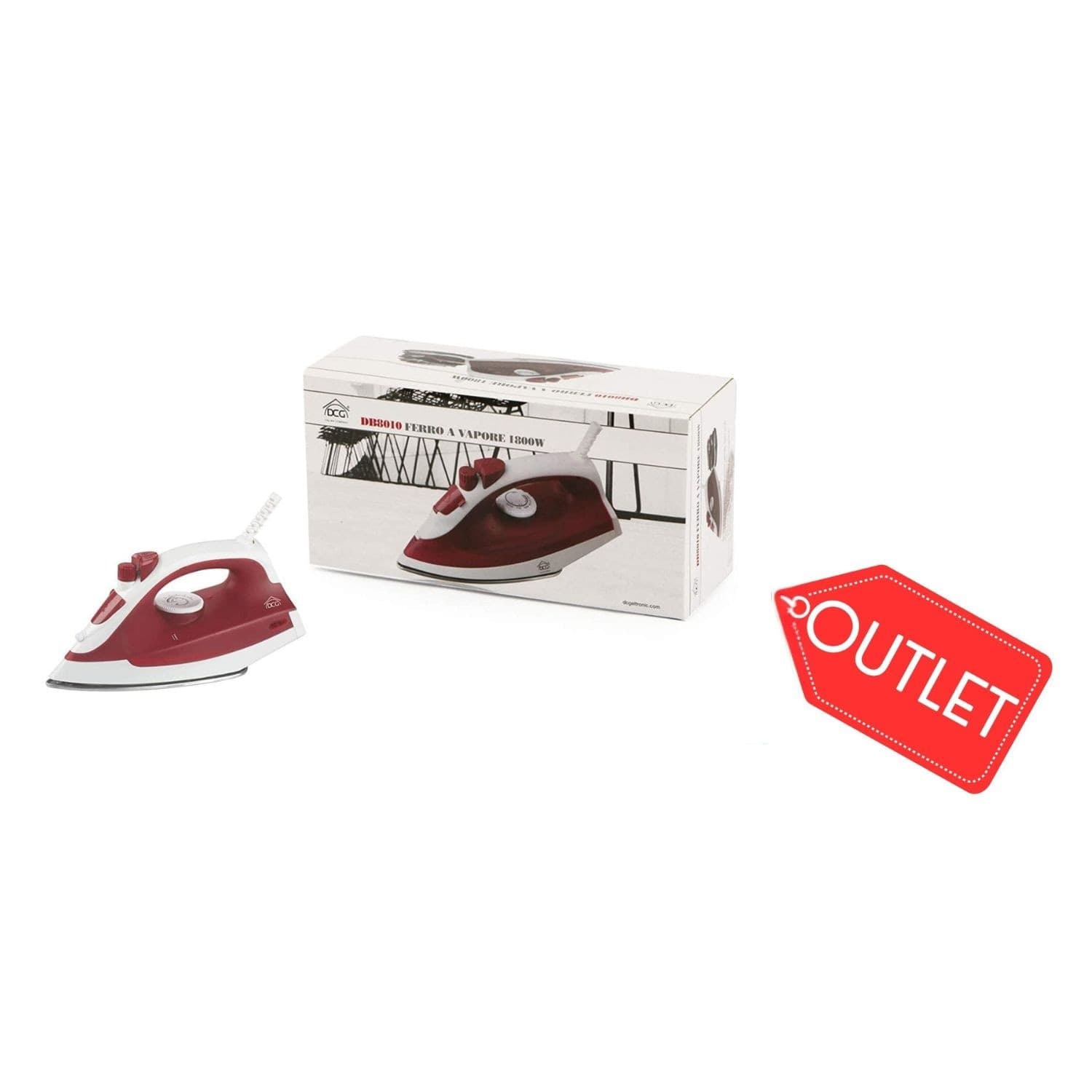 DCG - DB8010 Ferro a Vapore Potenza 1800 Watt Colore Bianco / Rosso