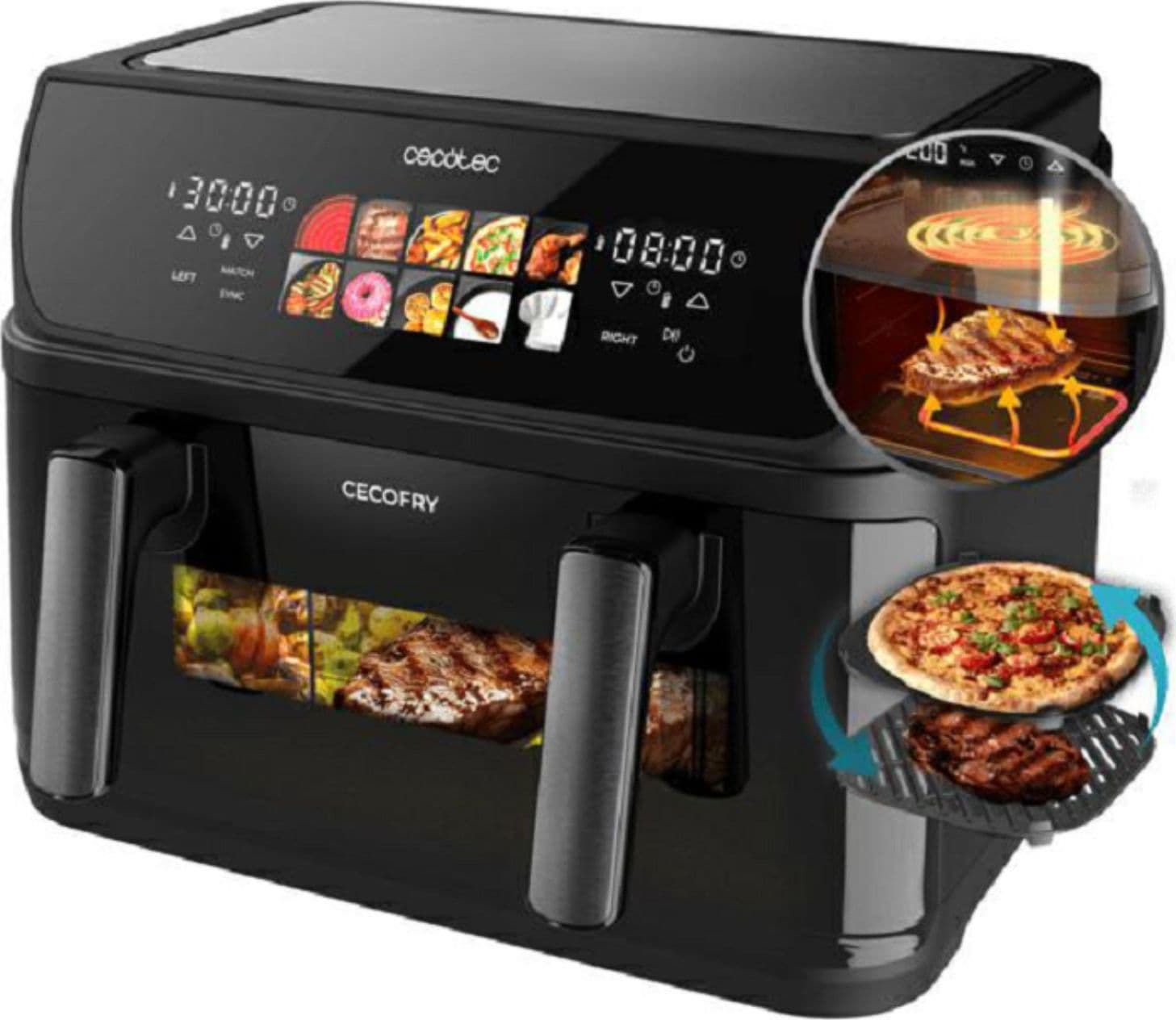 Cecotec Cecofry&Grill Duoheat 10000 Singolo 10 L Indipendente 2800 W Friggitrice ad aria calda Nero