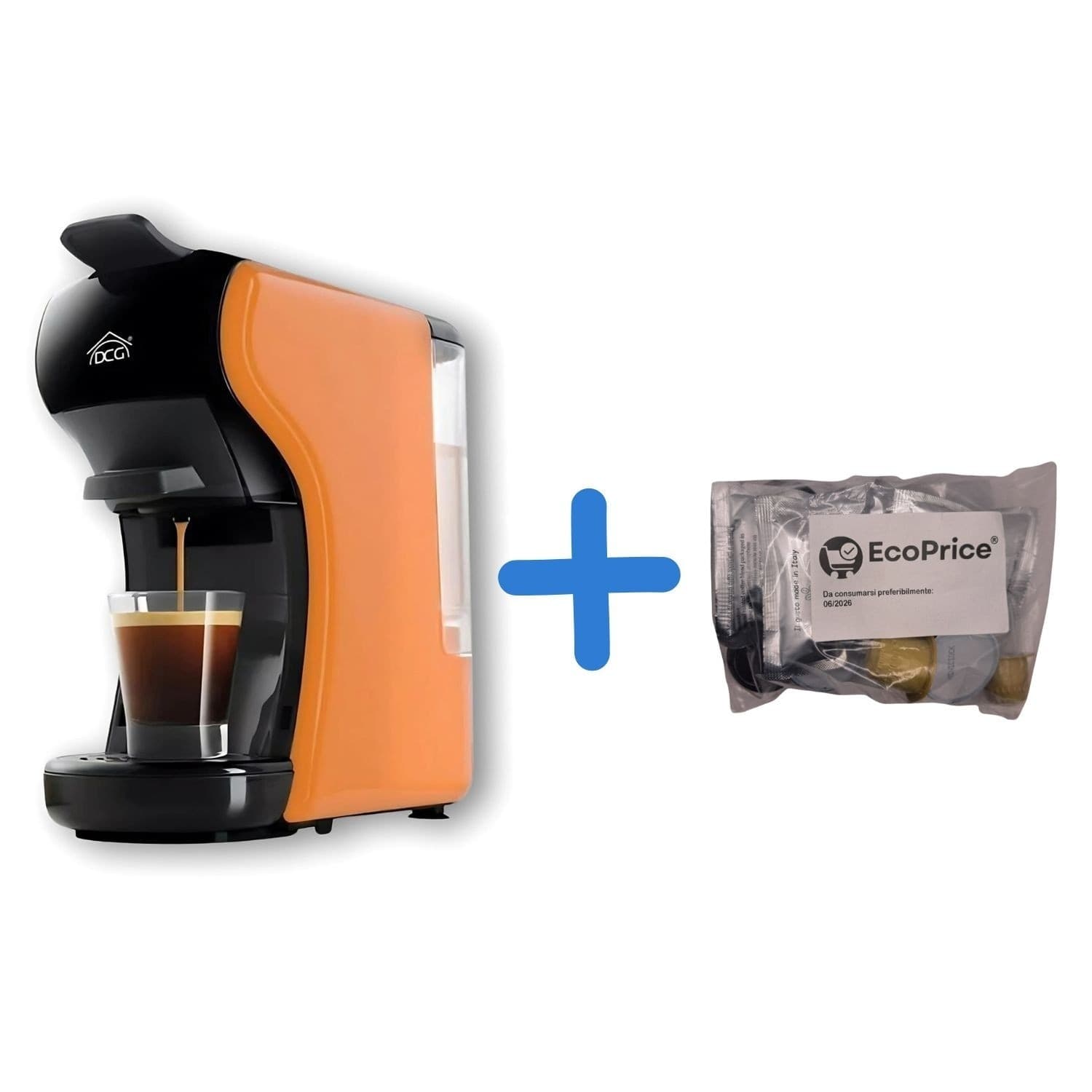 DCG ES6517 - Macchina Del Caffè Universale, serbatoio 0,6 Litri, 19 BAR, 1.450W - Arancione + Omaggio 15 Pz Cialde / Capsule - 11