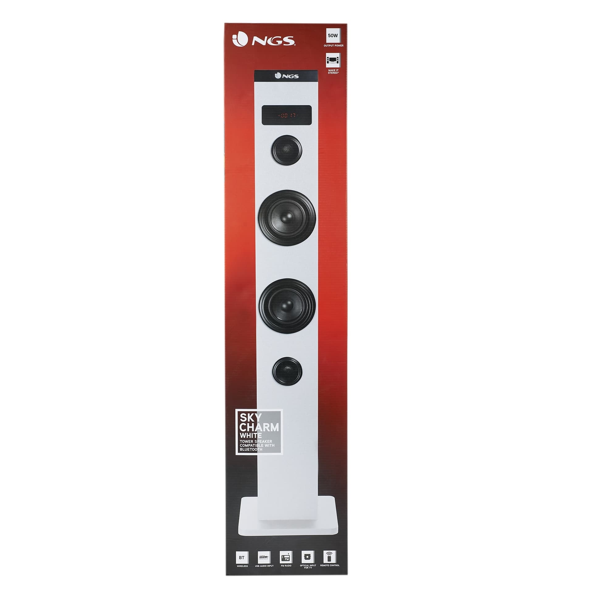 Ngs Speaker A Torre Skycharm Bluetooth Usb Radiofm Aux 50w Bianca - 7