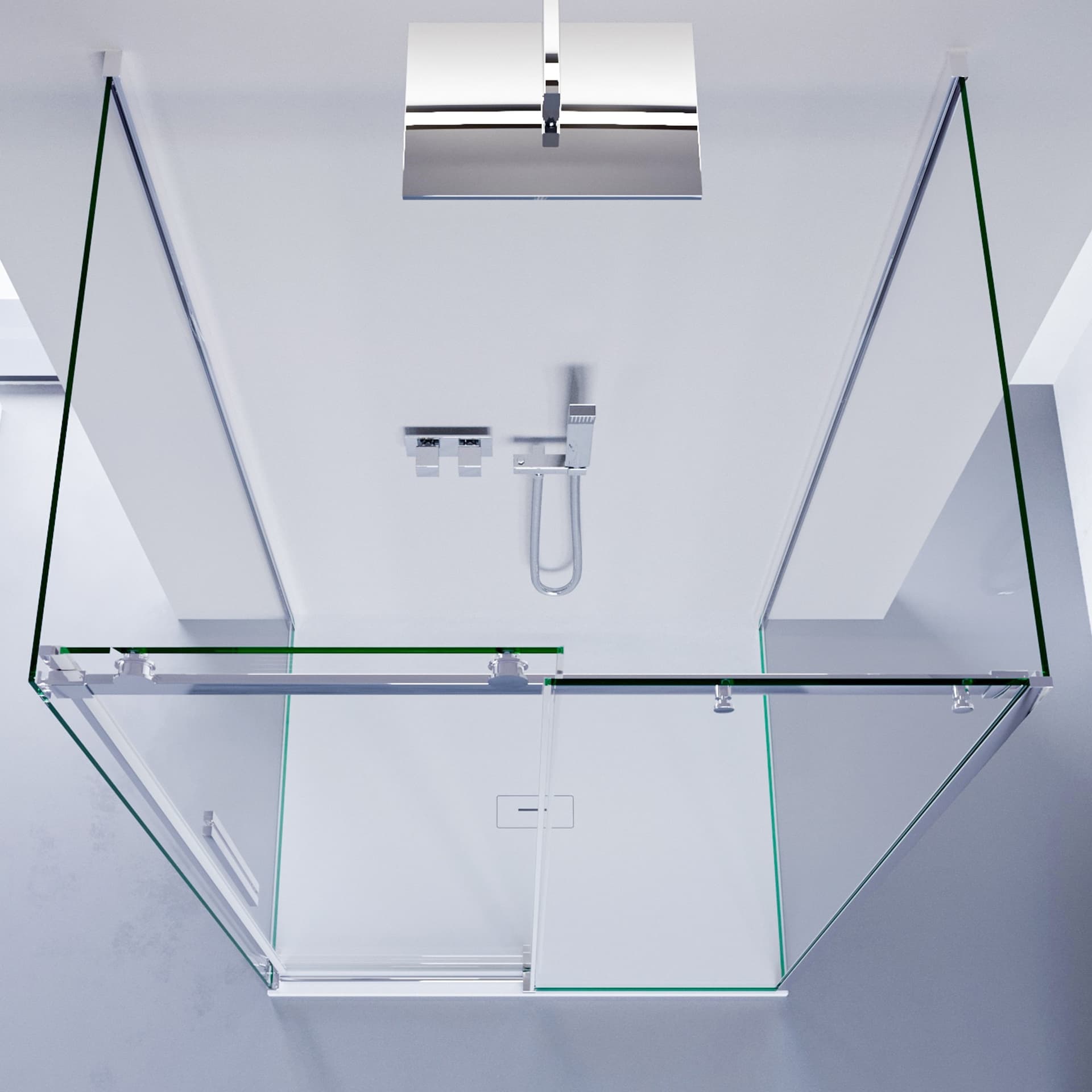 Box Doccia tre lati porta scorrevole trasparente H195cm 8mm anticalcare Euclide - 3