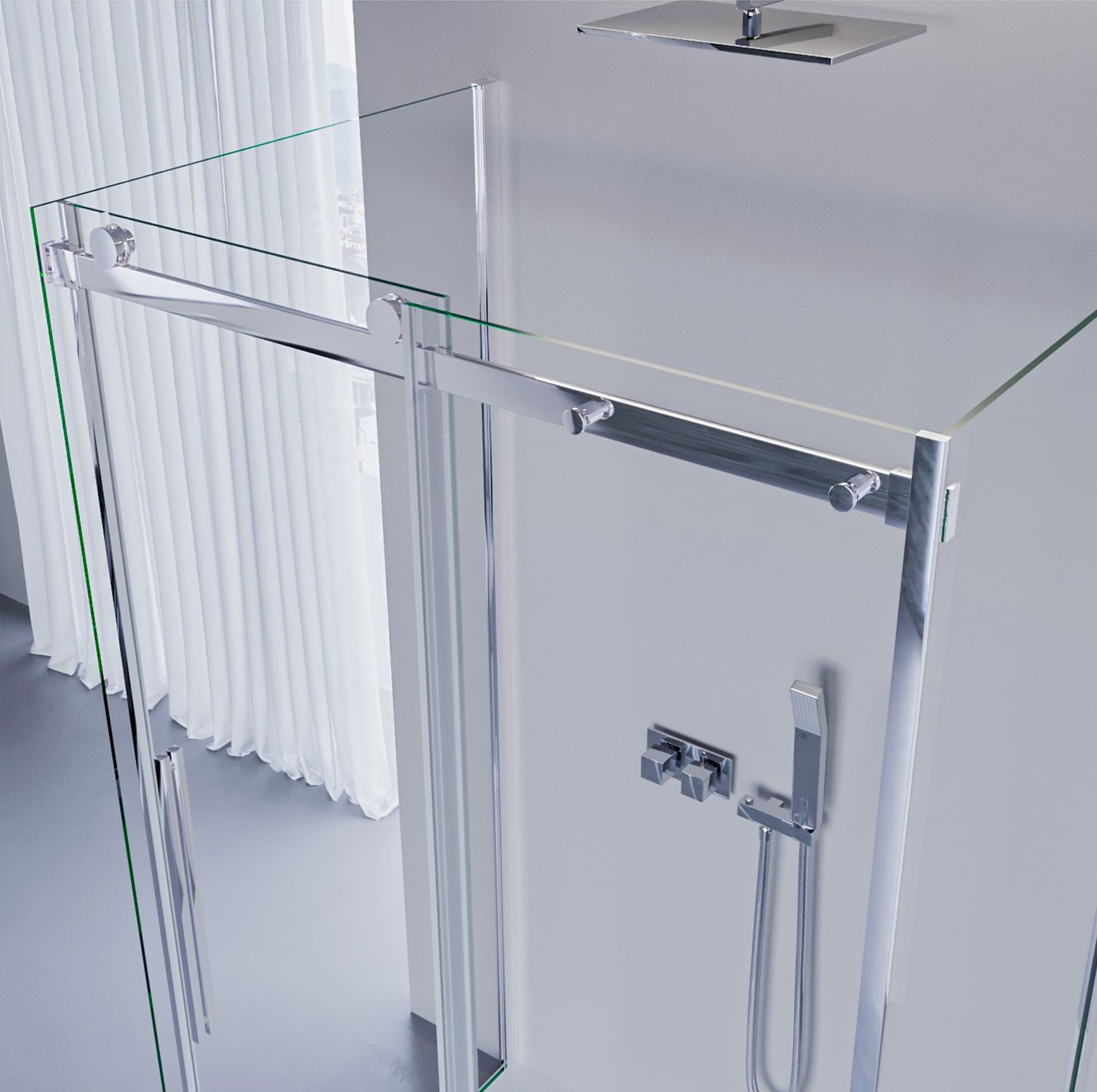 Box Doccia tre lati porta scorrevole trasparente H195cm 8mm anticalcare Euclide - 33