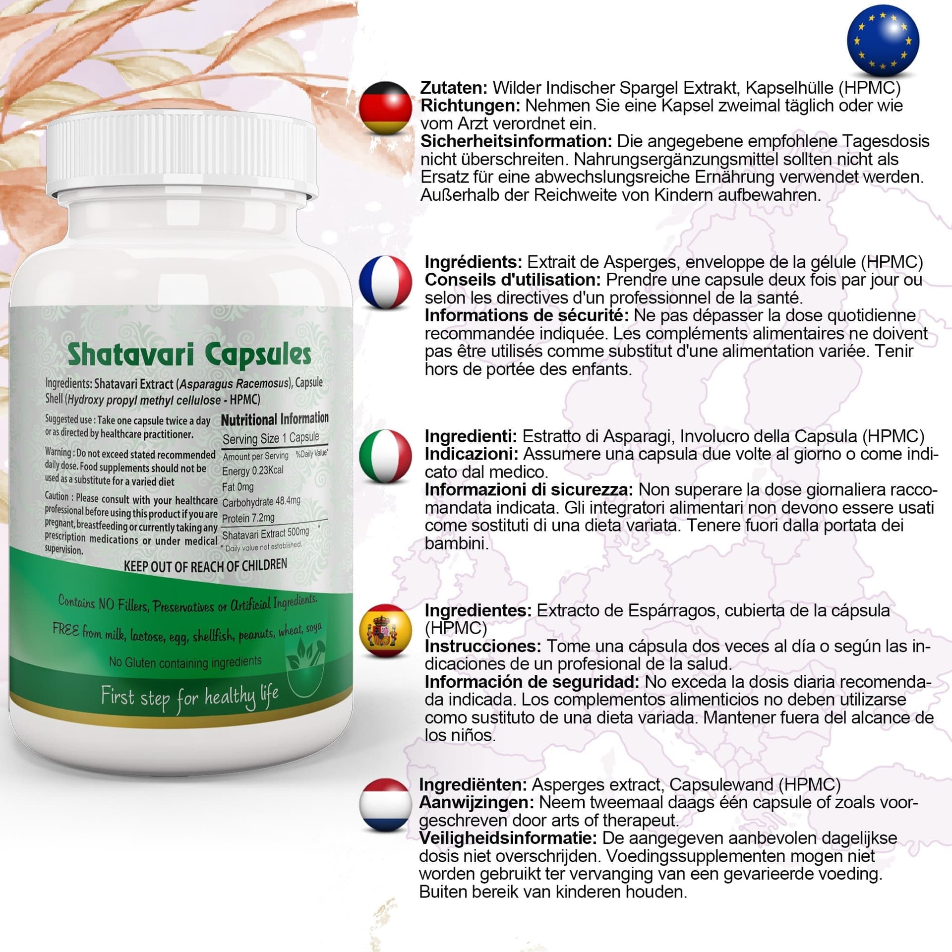 Capsule di Shatavari (Asparago Selvatico) – Benessere Femminile | Vegan, Senza Glutine, Non-OGM, 60 Capsule - 2