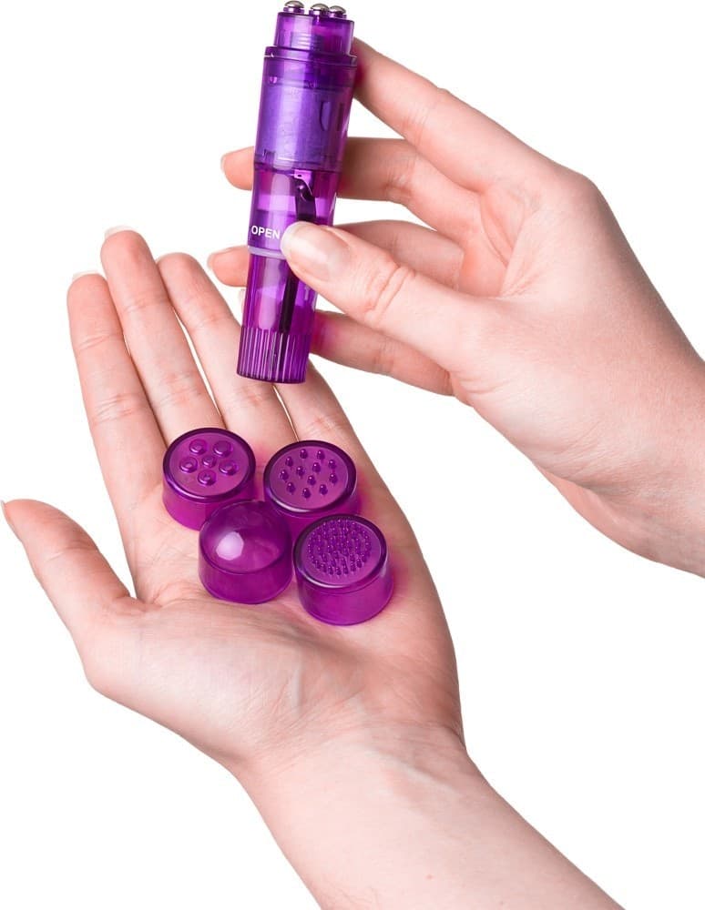 Mini vibratore massaggiatore 541015 con punte intercambiabili di Erotist - 3