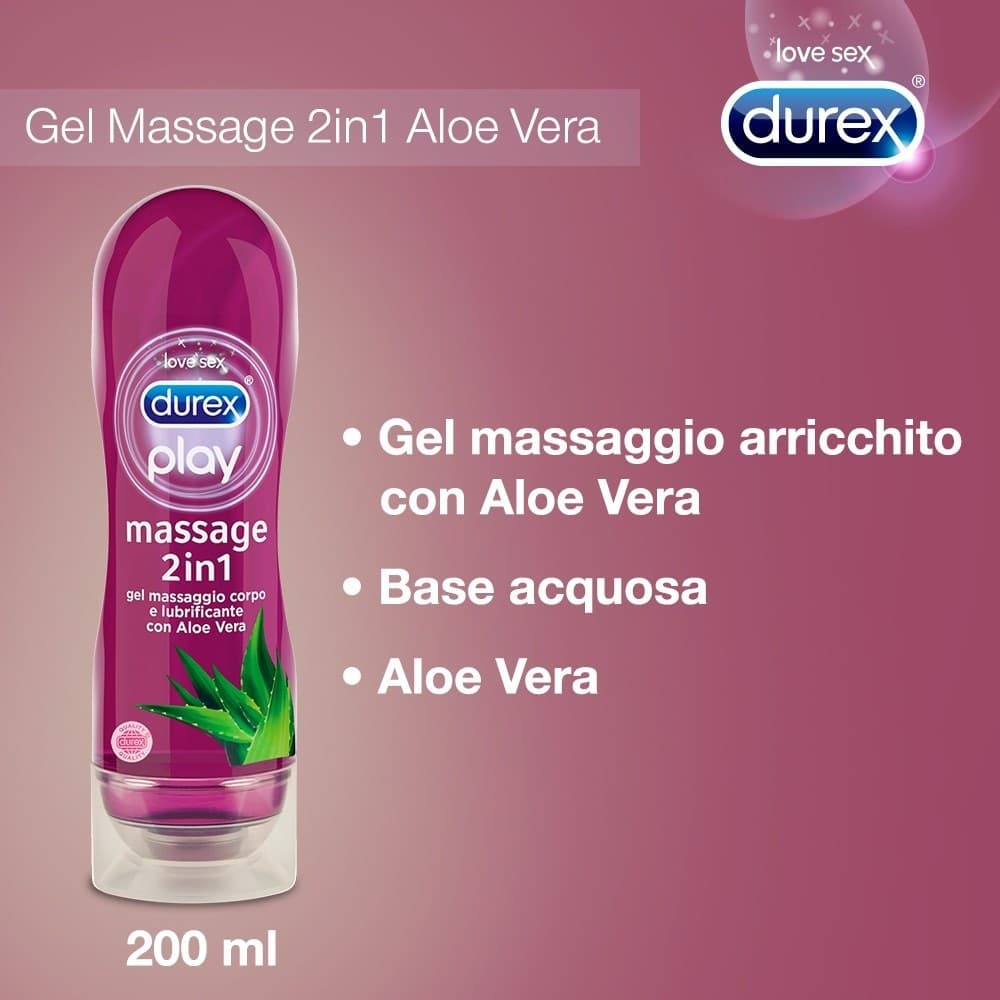 Gel lubrificante a base di acqua Play Massage 2in1 Aloe Vera 200 ml Durex - 2