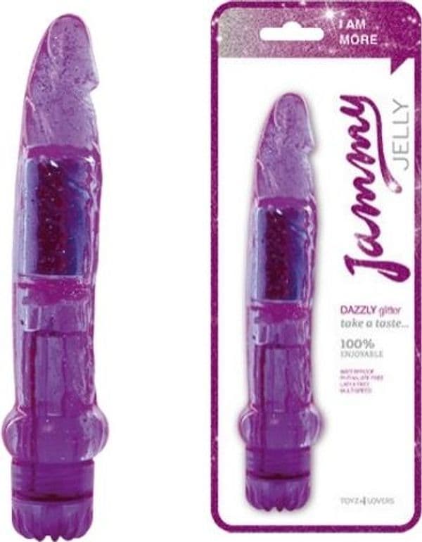 Vibratore realistico Jammy Jelly Dazzly Glitter Purple 18,5 cm - 2