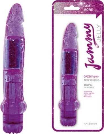 Vibratore realistico Jammy Jelly Dazzly Glitter Purple 18,5 cm - 2