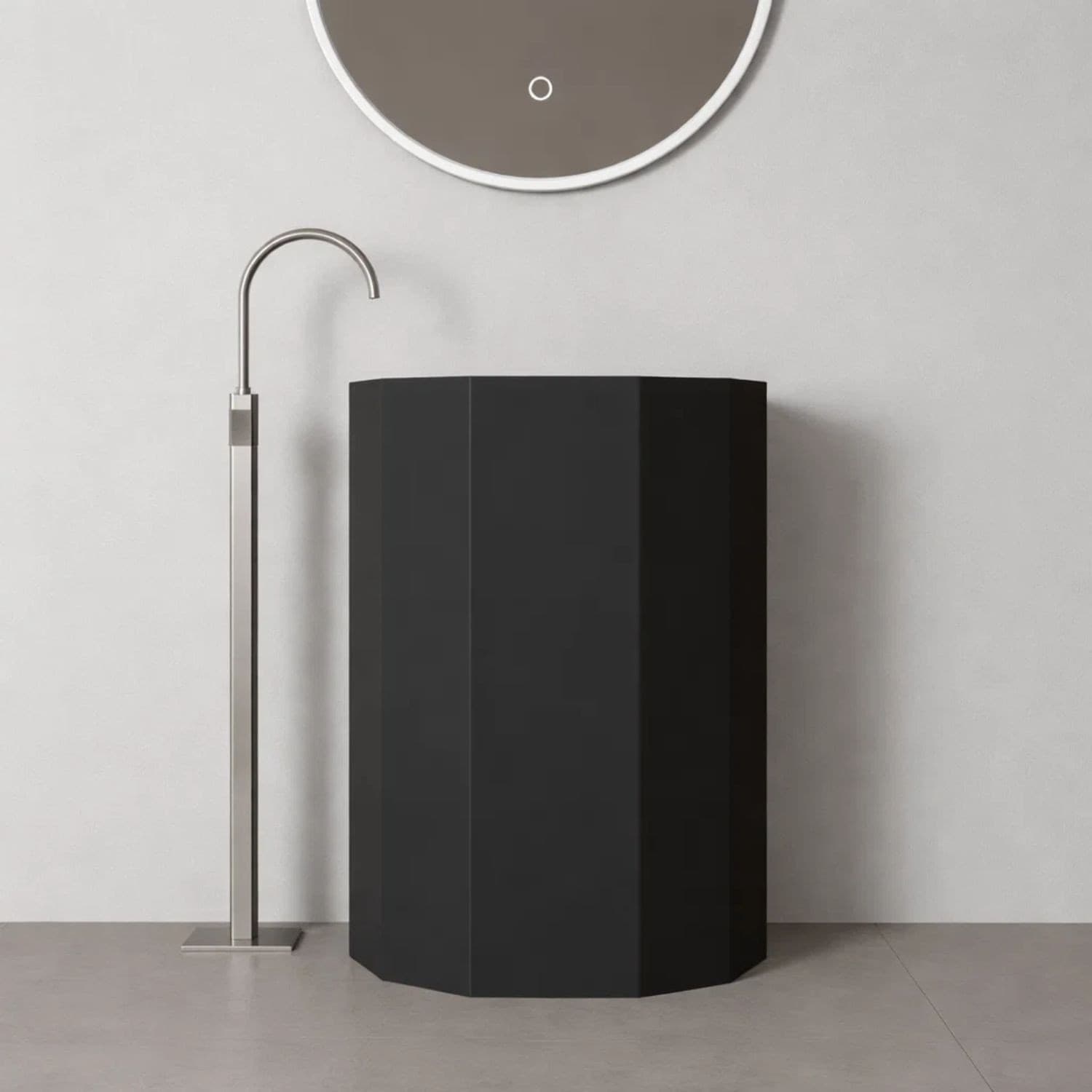 Lavabo Da Centro Stanza Erik In Artificial Stone Nero Opaco - 2